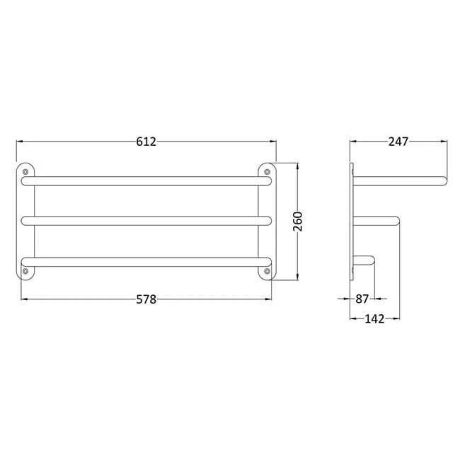 Nuie Chrome 3-Tier Towel Rack - Image 2