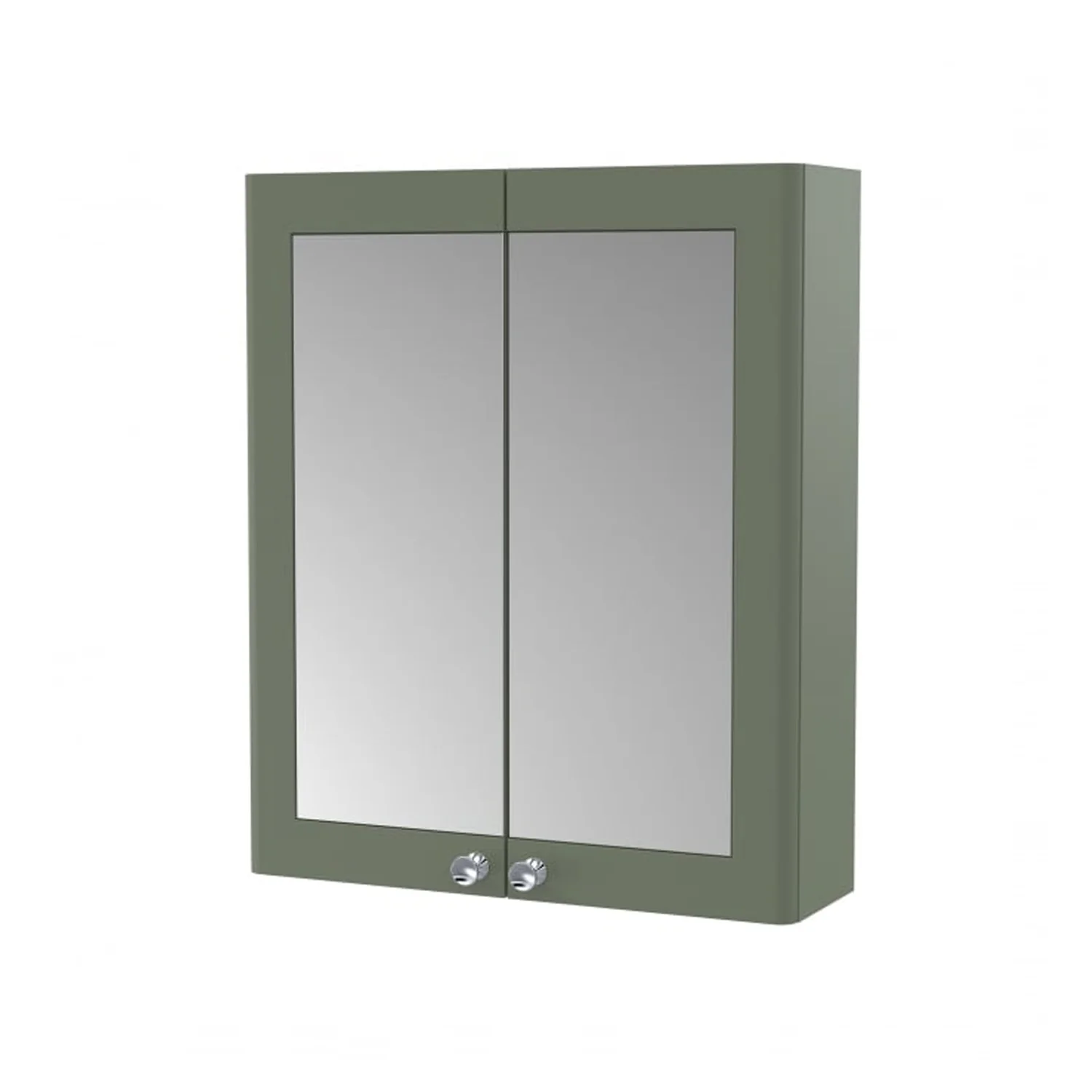 Nuie Classique 600mm 2-Door Mirrored Bathroom Cabinet - Satin Green