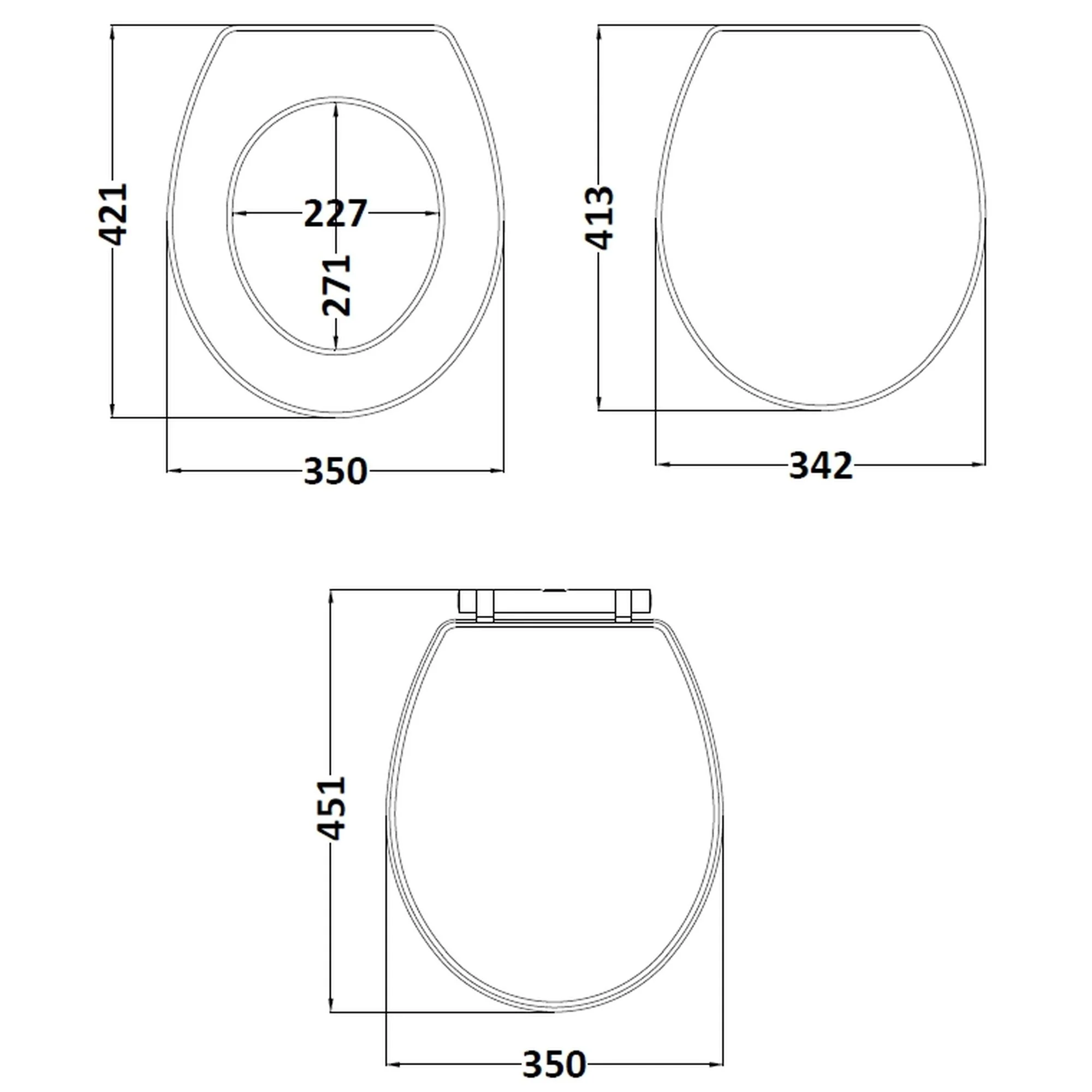 Nuie Classique Soft Close Toilet Seat - Satin Grey - Image 2