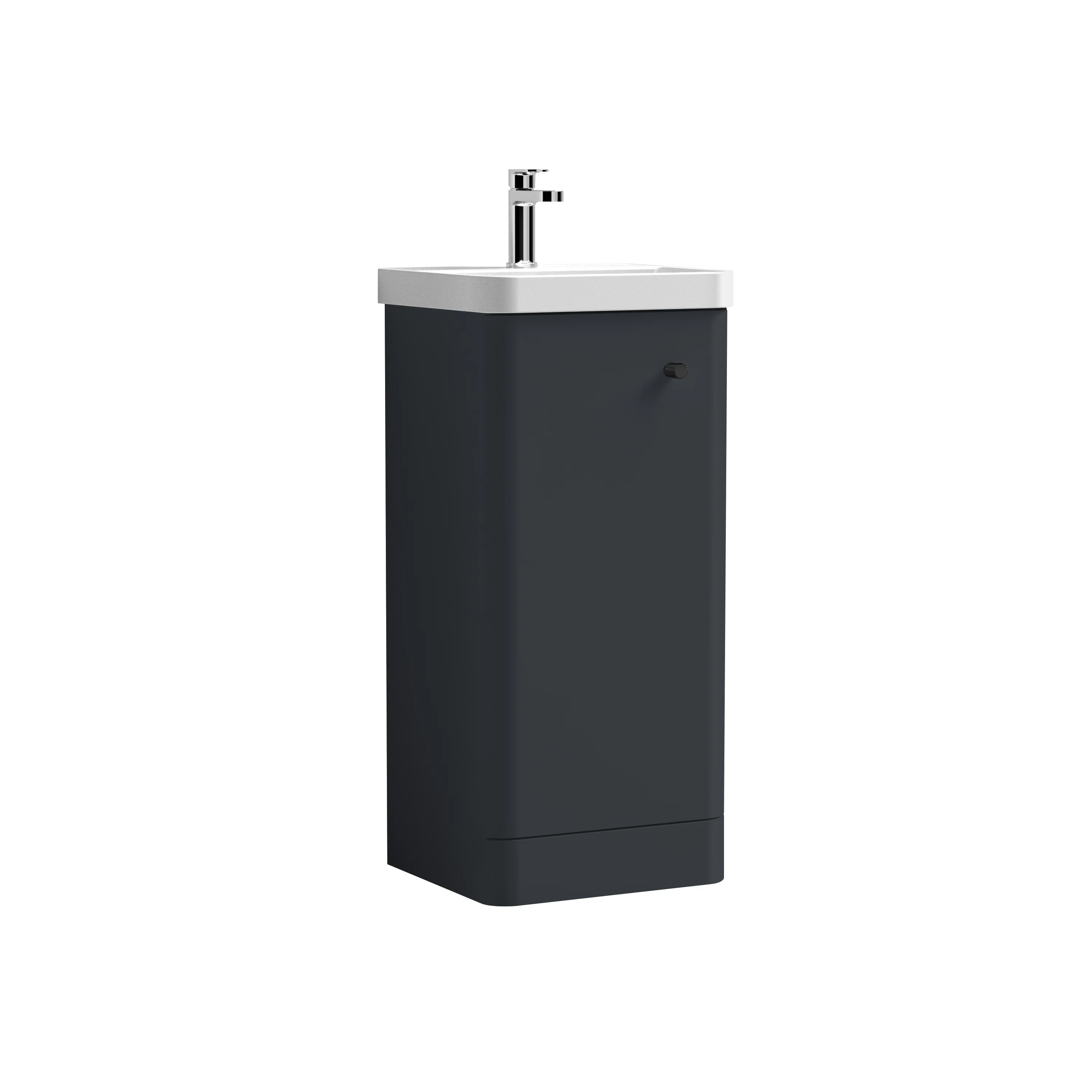 Nuie Core 400mm Floor Standing 1-Door Vanity Unit & Basin - Soft Black - Image 3