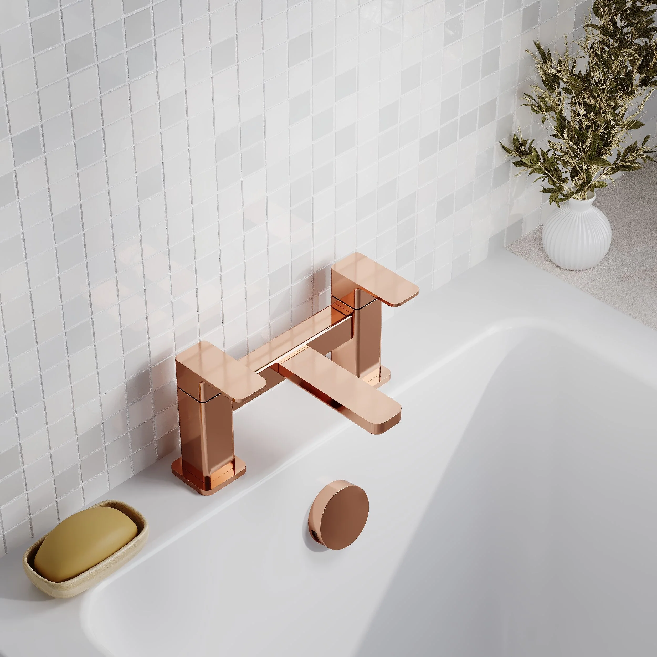 Nuie Windon Deck Mounted Bath Filler - Brushed Bronze - Image 2
