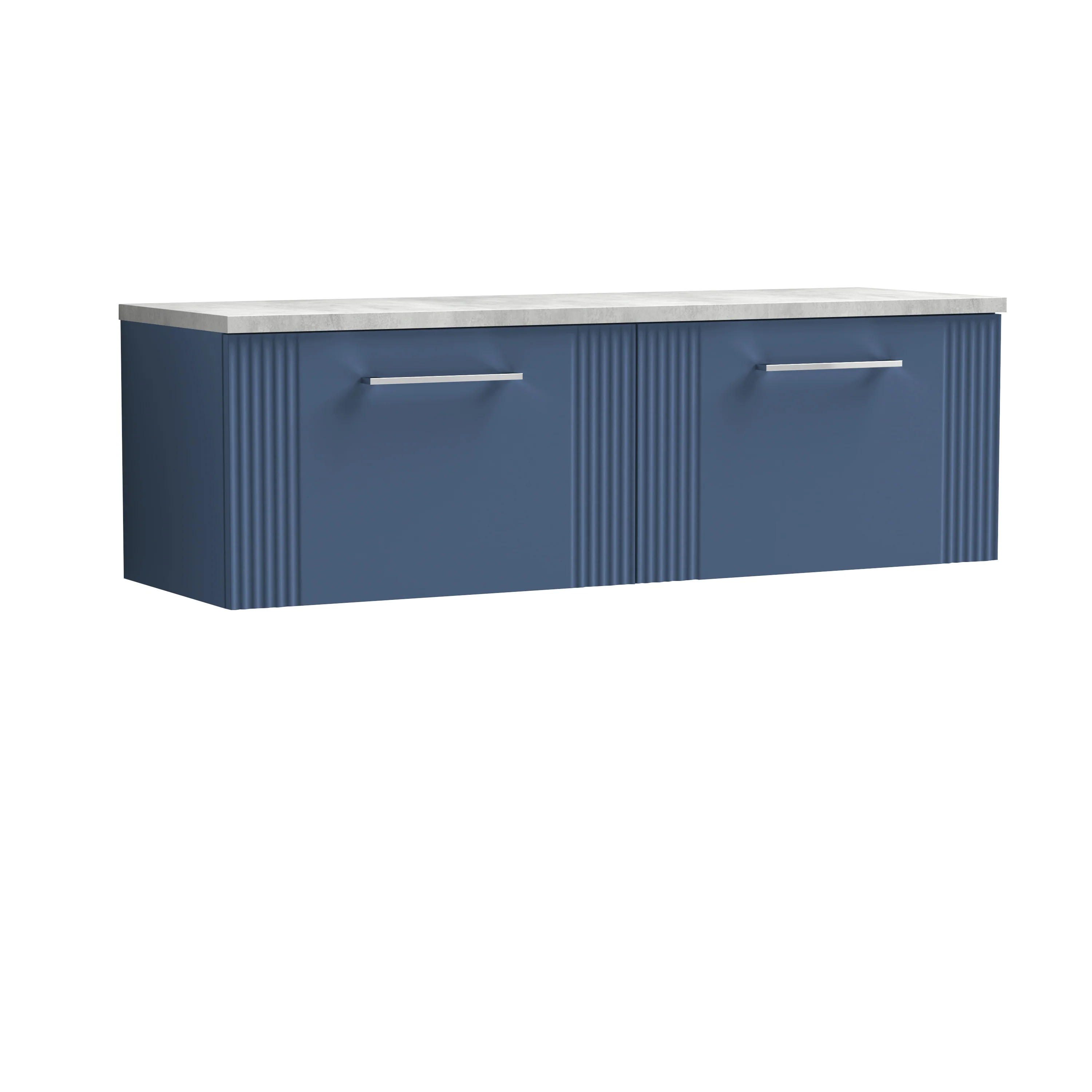 Nuie Deco 1200mm Wall Hung 2-Drawer Vanity & Laminate Worktop - Satin Blue