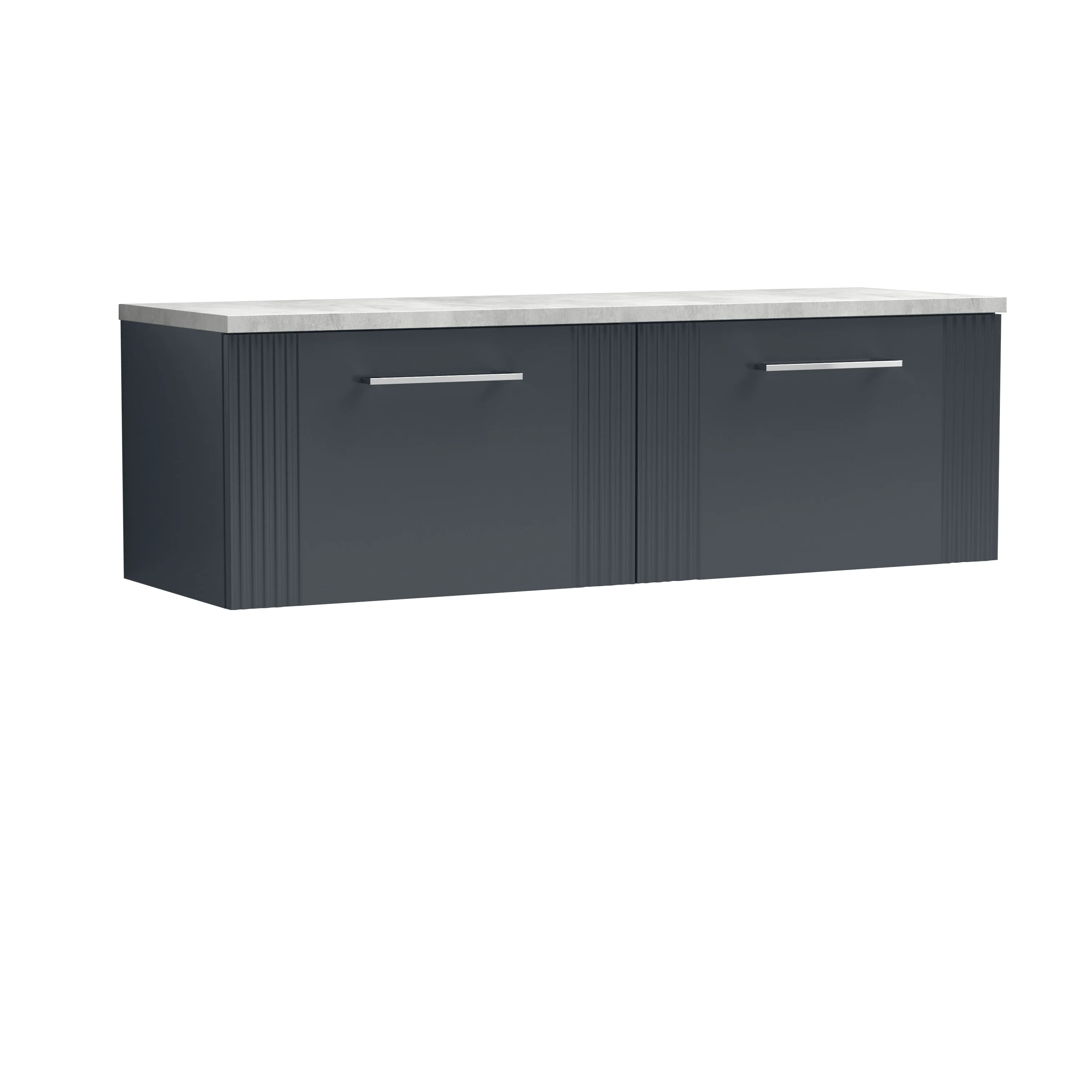 Nuie Deco 1200mm Wall Hung 2-Drawer Vanity & Laminate Worktop - Soft Black