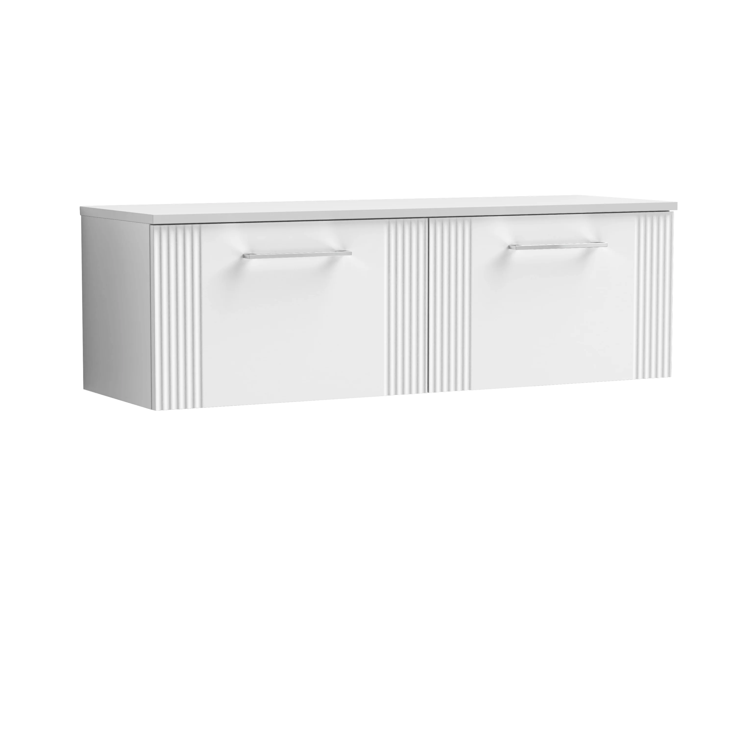Nuie Deco 1200mm Wall Hung 2-Drawer Vanity & Worktop - Satin White