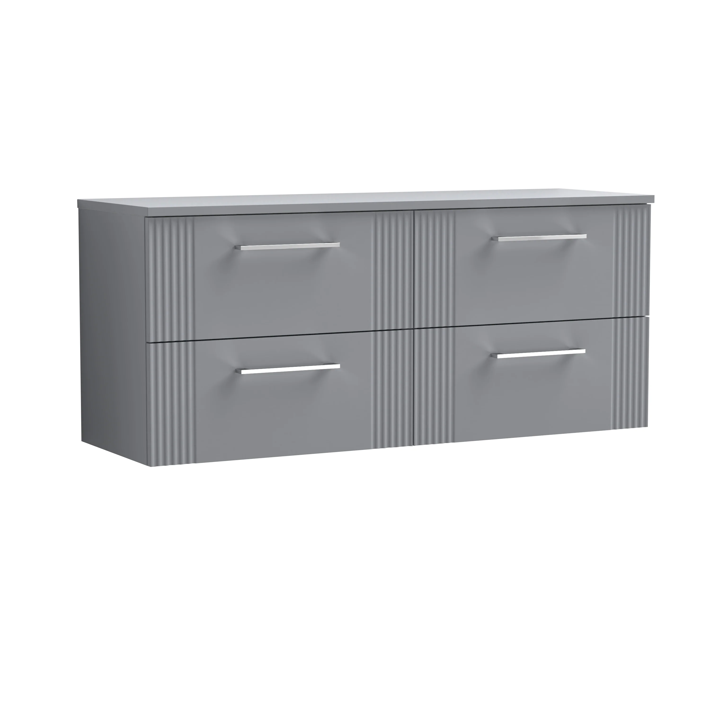 Nuie Deco 1200mm Wall Hung 4 Drawer Vanity & Worktop - Satin Grey