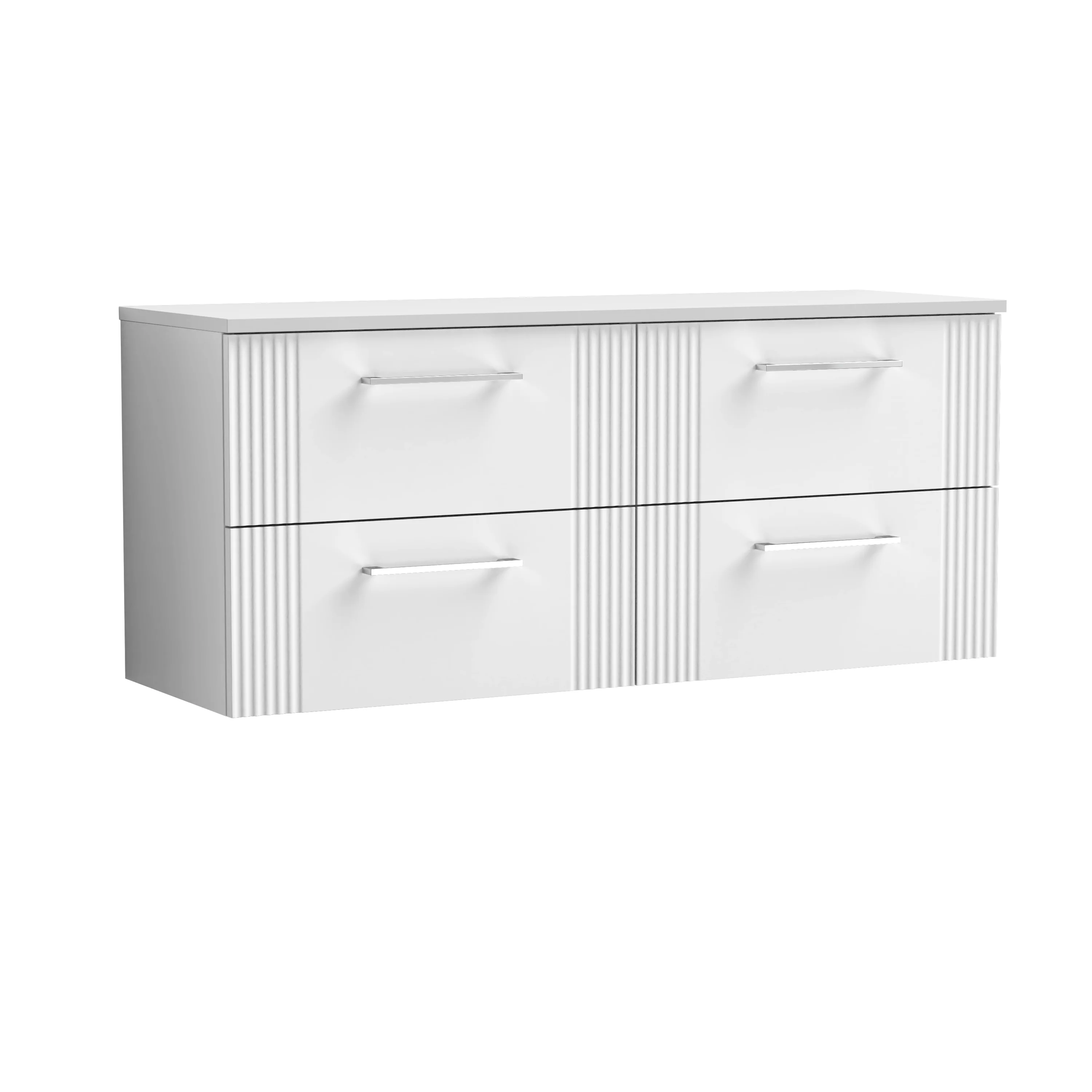Nuie Deco 1200mm Wall Hung 4 Drawer Vanity & Worktop - Satin White