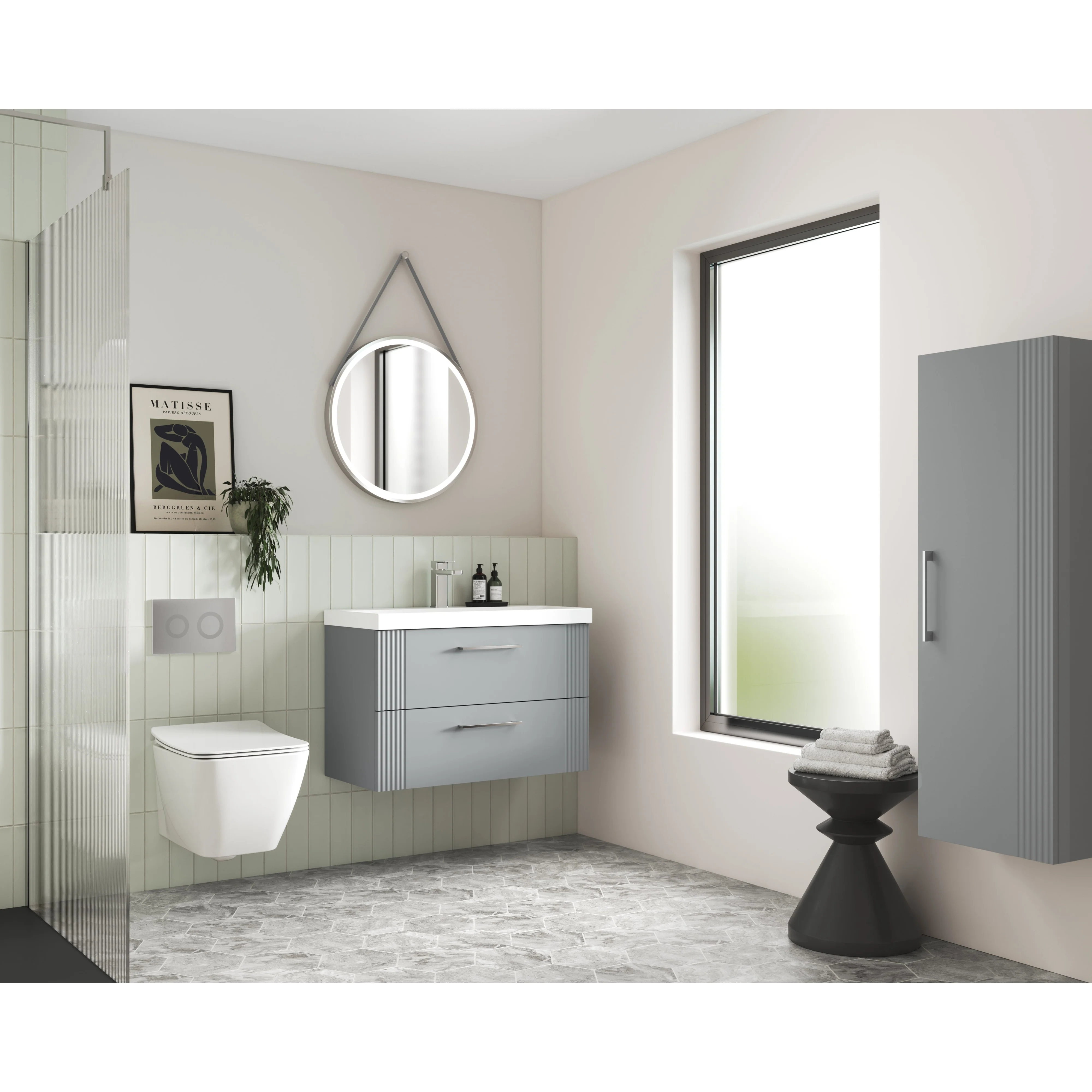 Nuie Deco 400mm Tall Unit - Satin Grey - Image 2