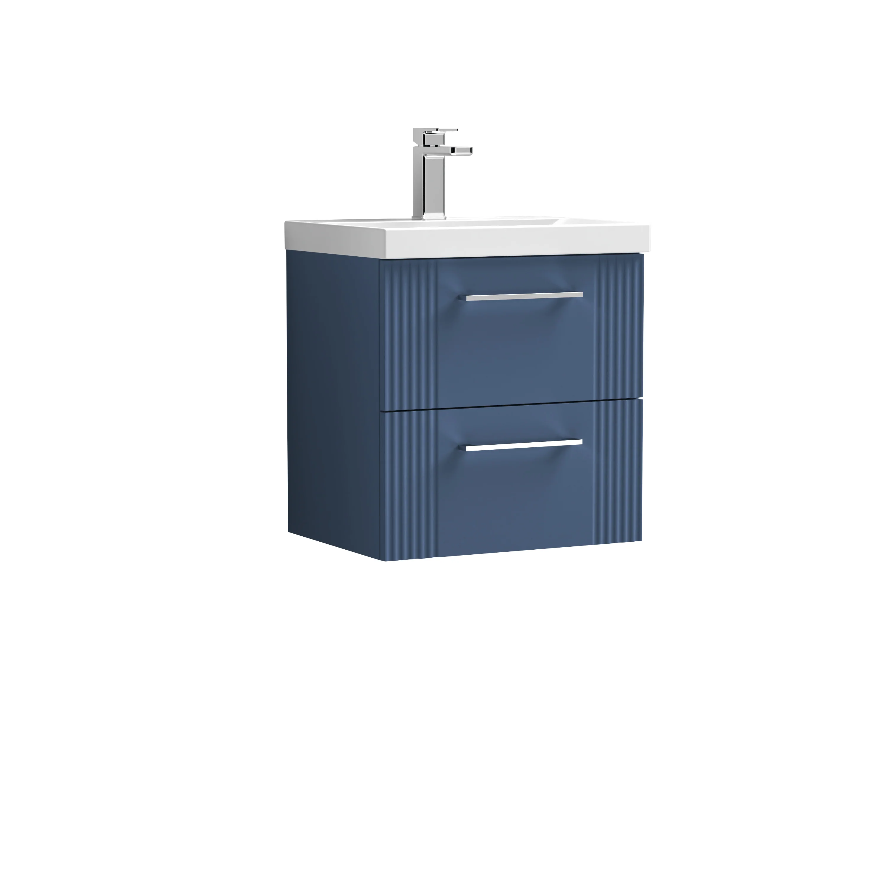 Nuie Deco 500mm Wall Hung 2-Drawer Vanity & Basin 1 - Satin Blue