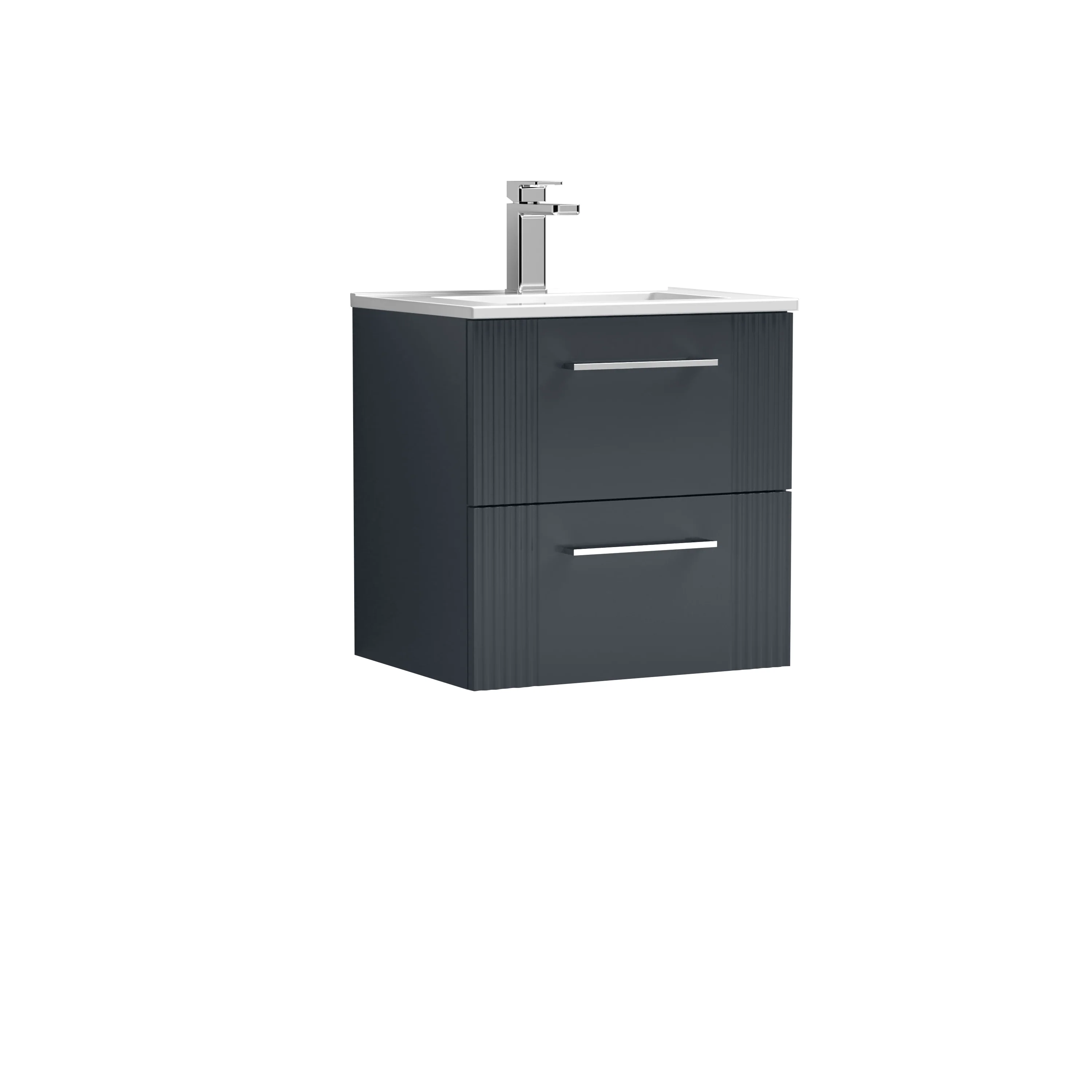 Nuie Deco 500mm Wall Hung 2-Drawer Vanity & Basin 2 - Satin Anthracite