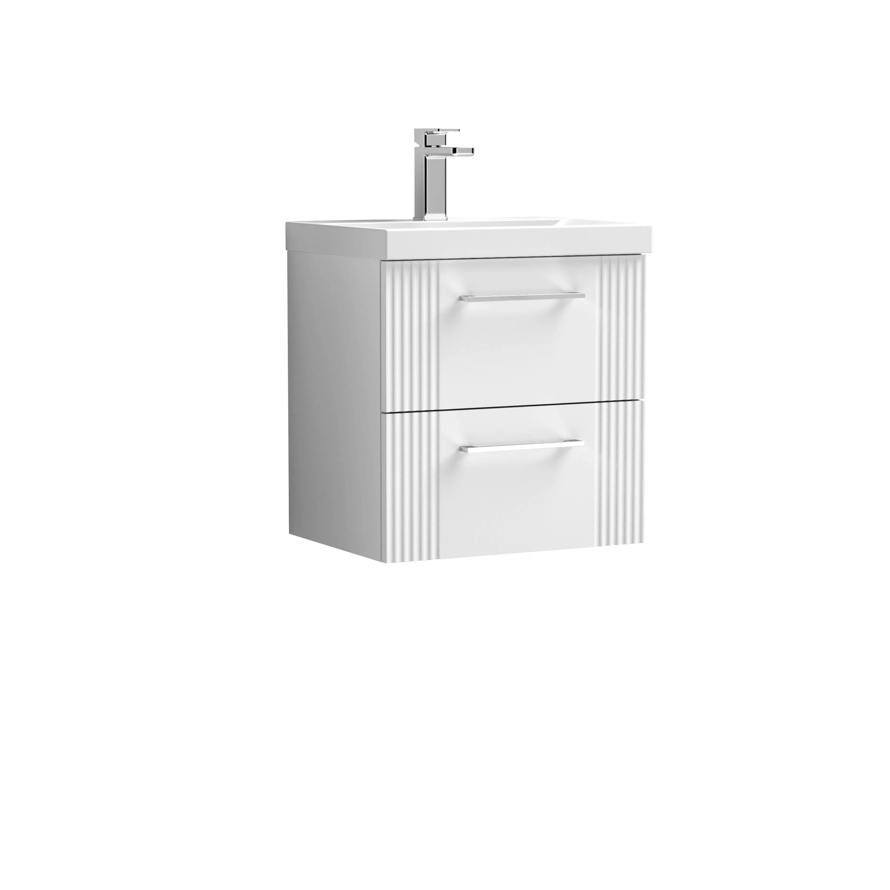 Nuie Deco 500mm Wall Hung 2-Drawer Vanity & Basin 3 - Satin White