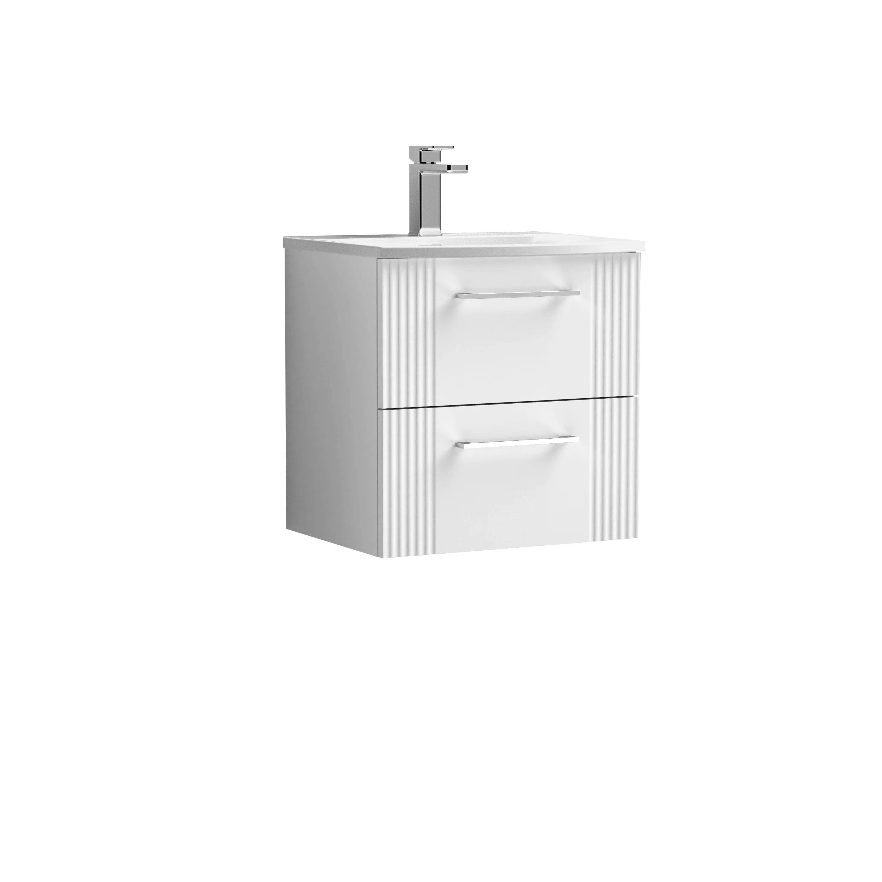 Nuie Deco 500mm Wall Hung 2-Drawer Vanity & Basin 4 - Satin White