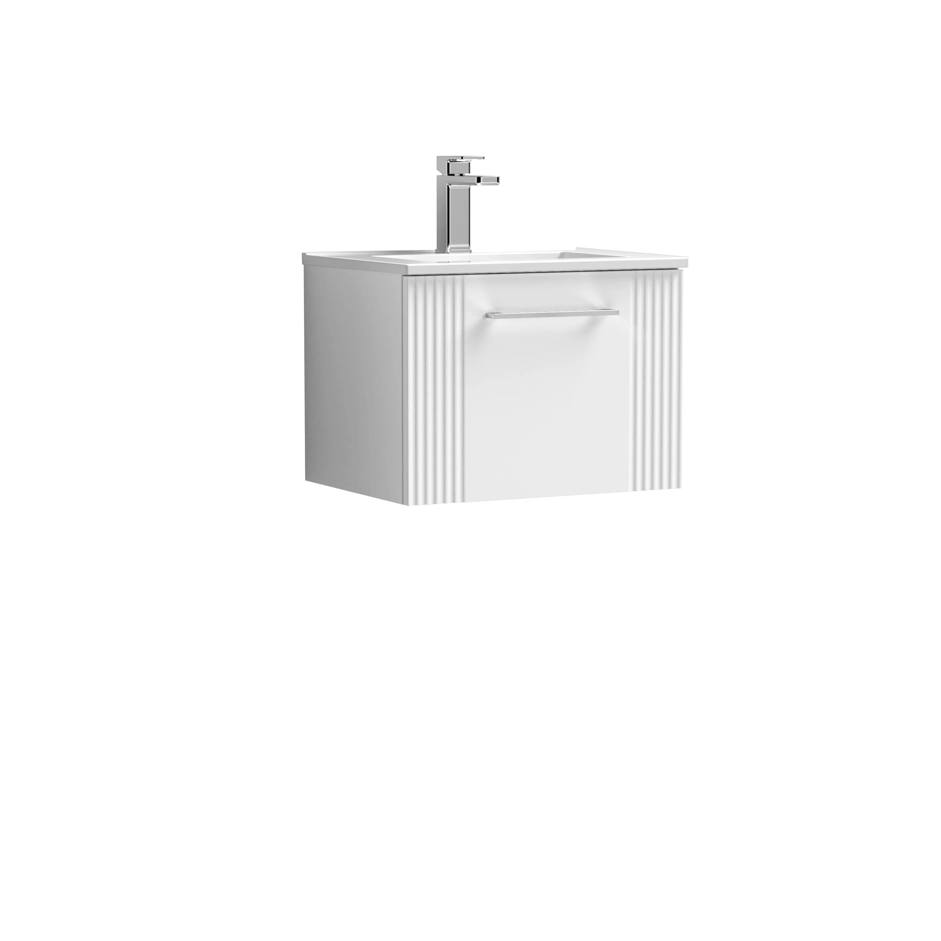 Nuie Deco 500mm Wall Hung Single Drawer Vanity & Basin 2 - Satin White