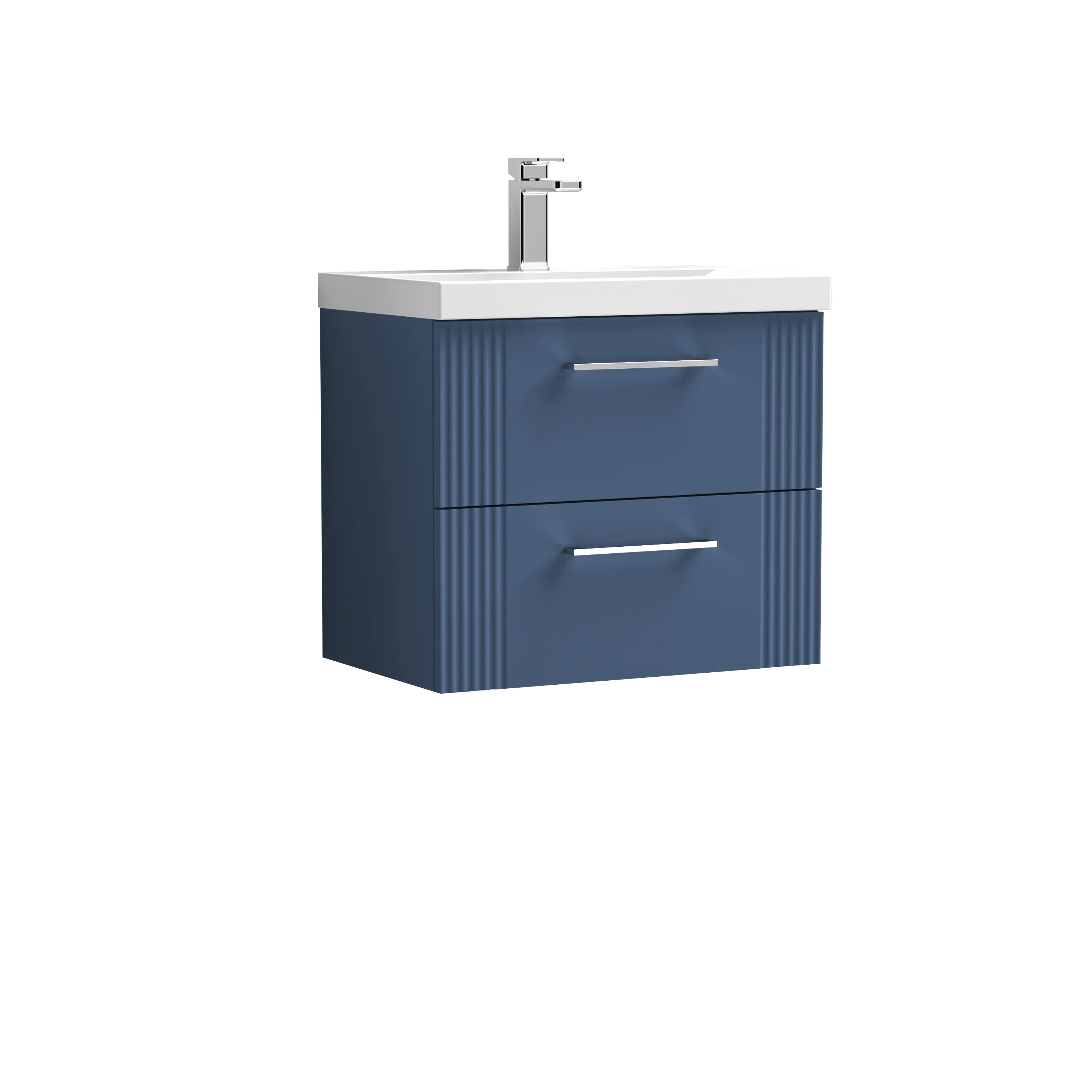 Nuie Deco 600mm Wall Hung 2-Drawer Vanity & Basin 1 - Satin Blue