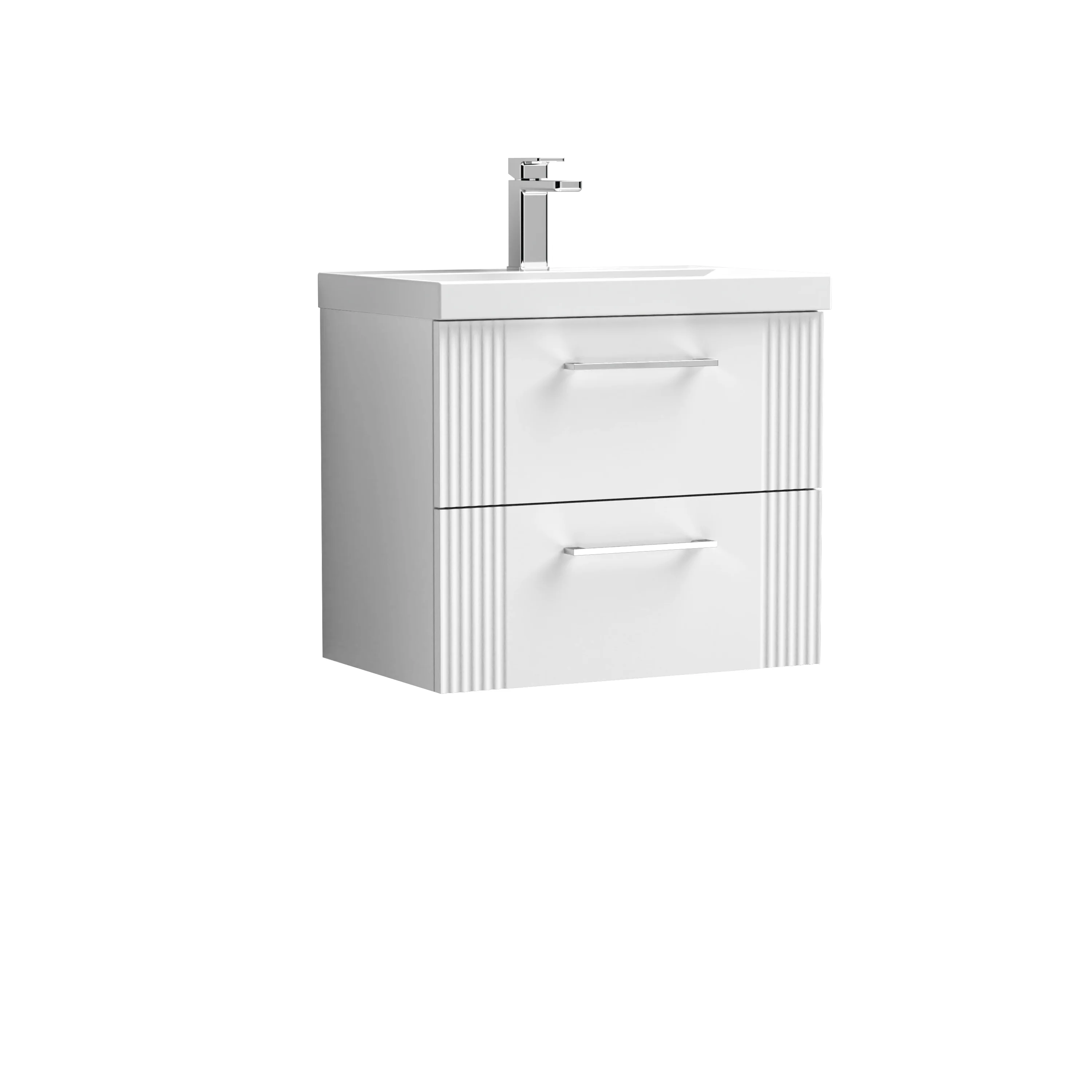 Nuie Deco 600mm Wall Hung 2-Drawer Vanity & Basin 1 - Satin White