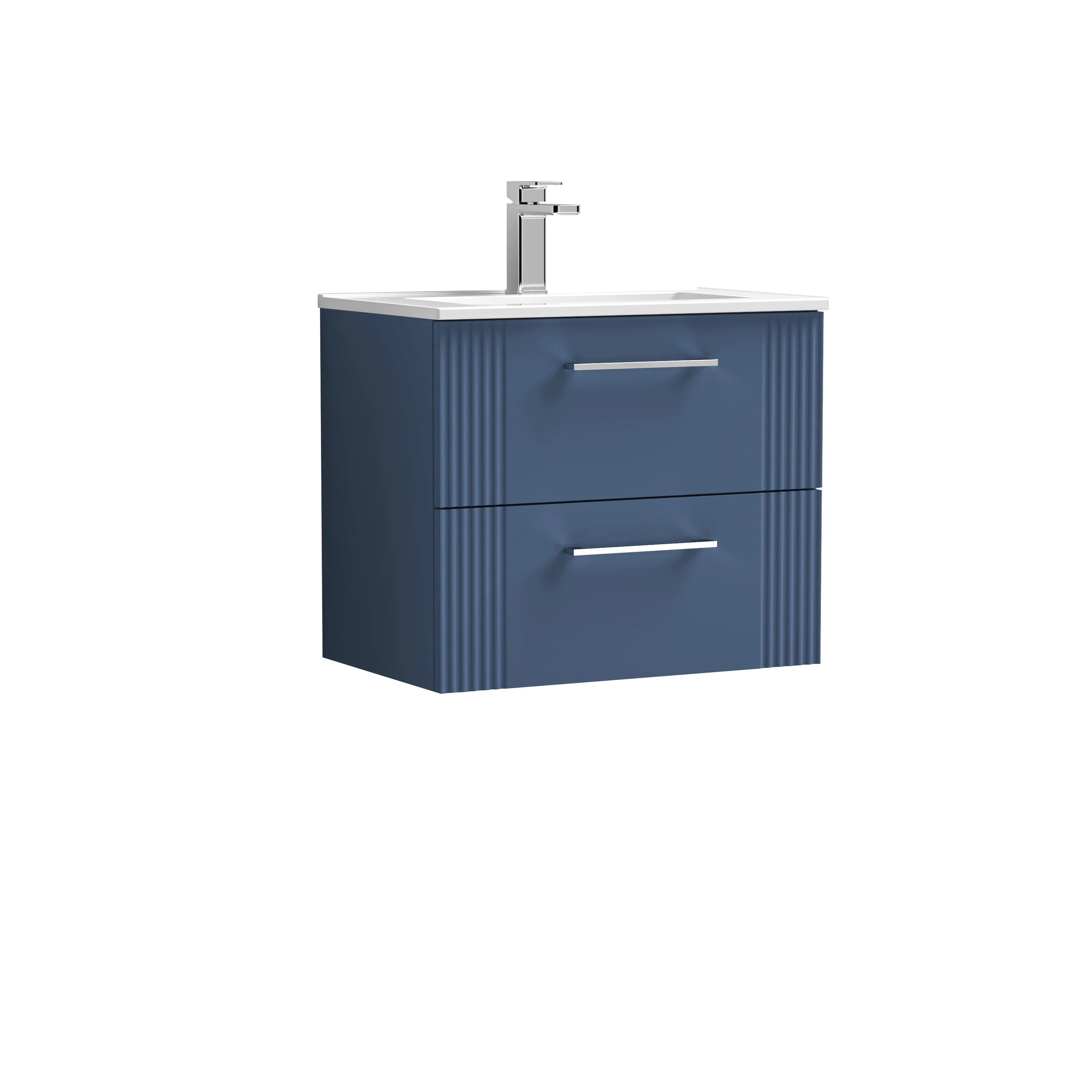 Nuie Deco 600mm Wall Hung 2-Drawer Vanity & Basin 2 - Satin Blue