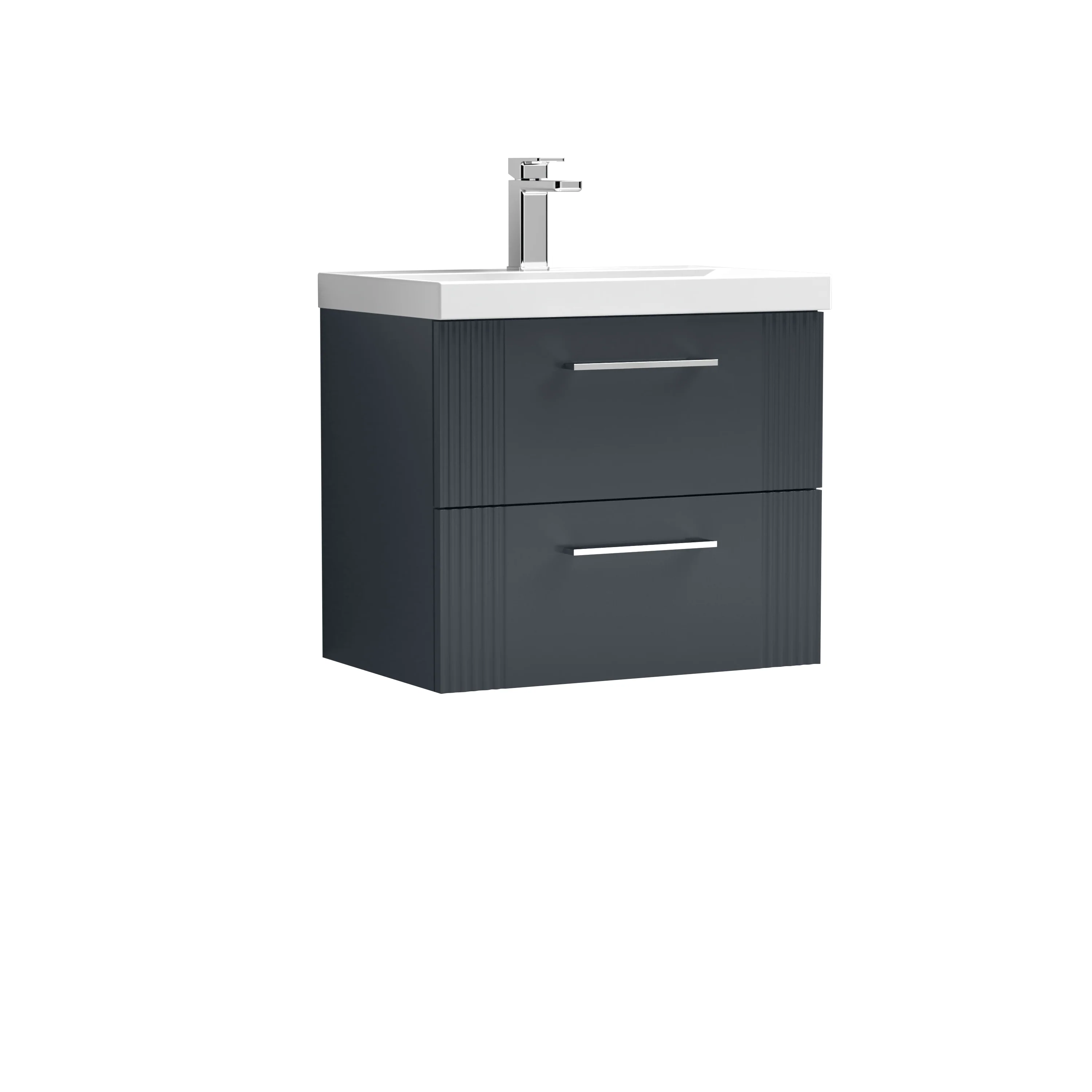 Nuie Deco 600mm Wall Hung 2-Drawer Vanity & Basin 3 - Satin Anthracite