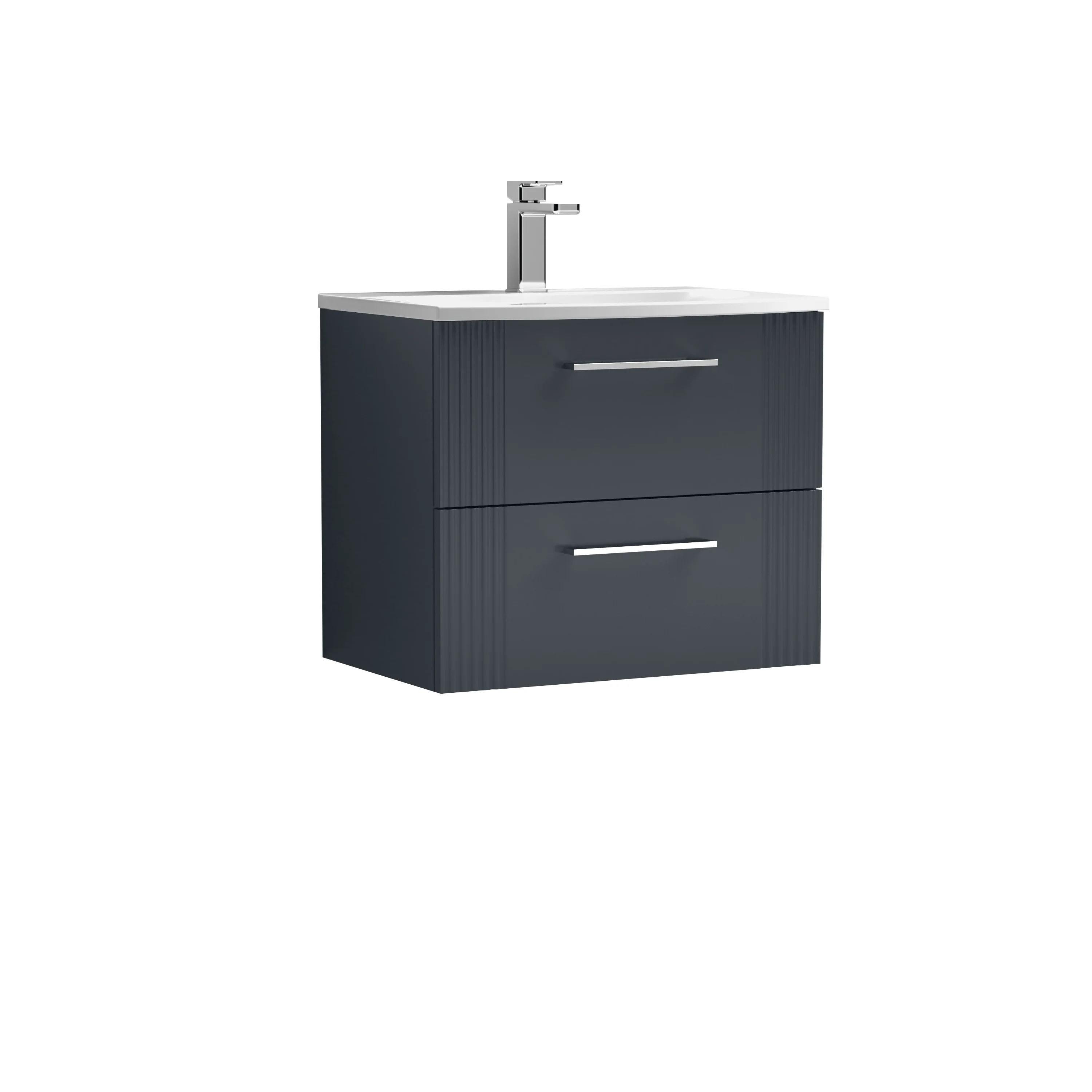 Nuie Deco 600mm Wall Hung 2-Drawer Vanity & Basin 4 - Satin Anthracite