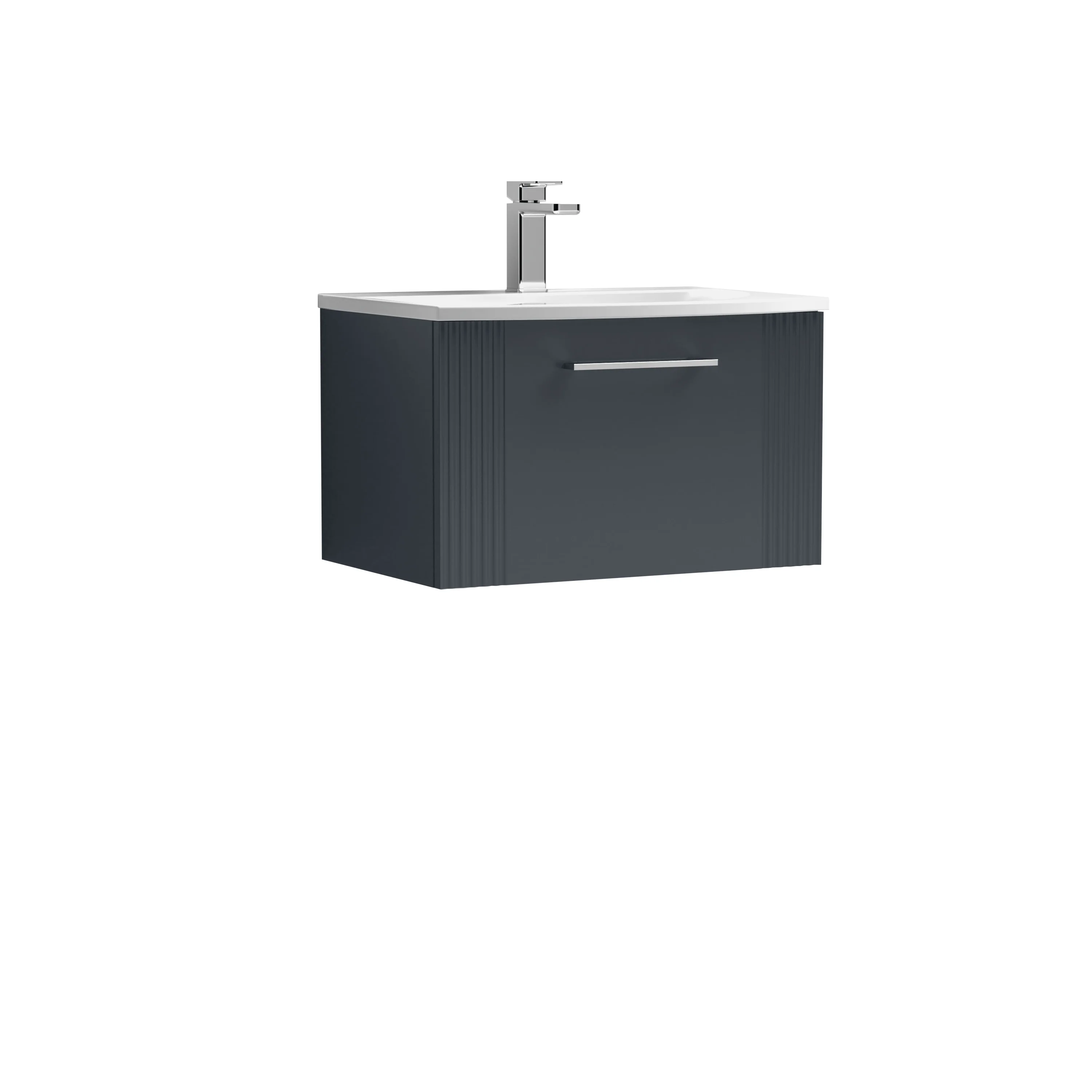 Nuie Deco 600mm Wall Hung Single Drawer Vanity & Basin 4 - Satin Anthracite