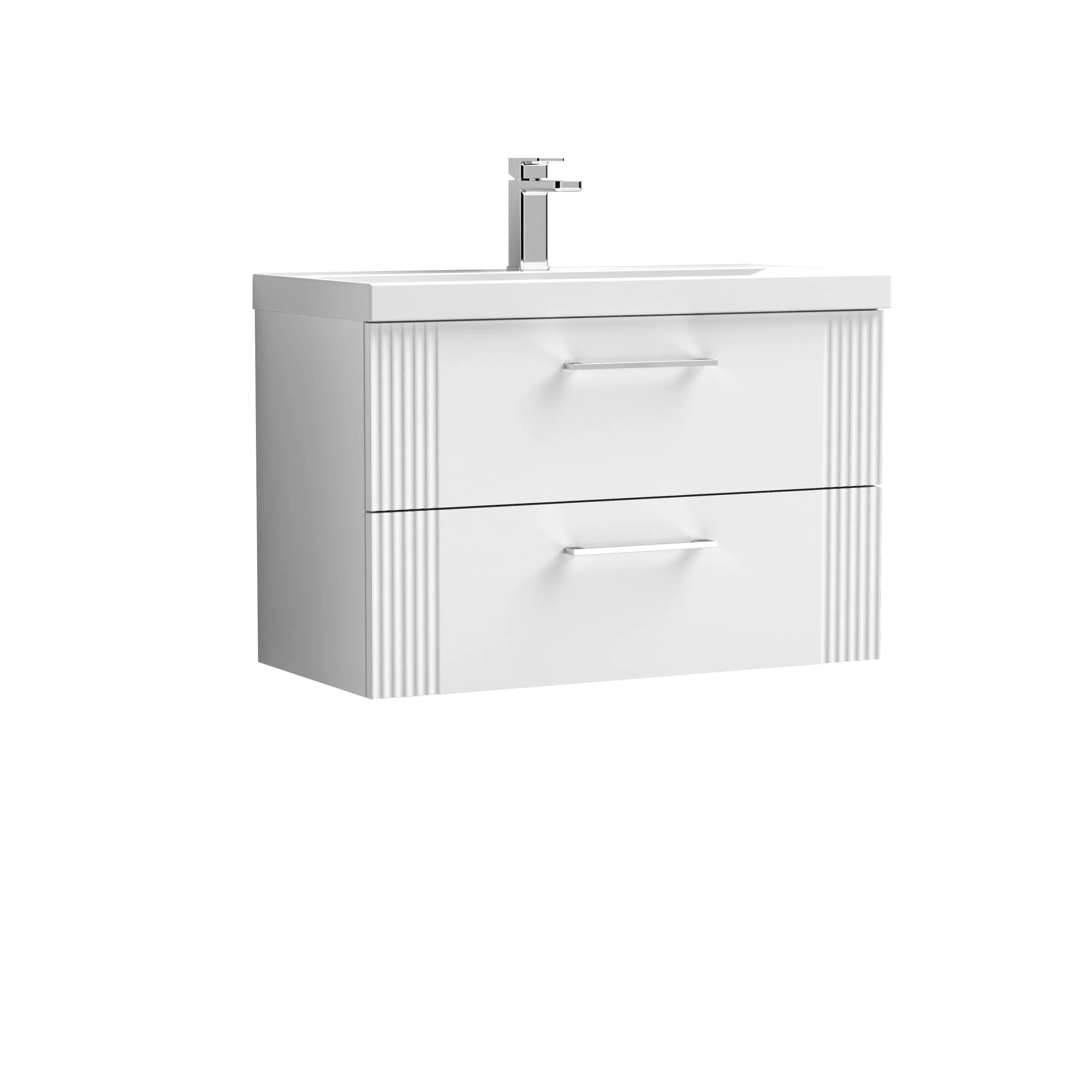 Nuie Deco 800mm Wall Hung 2-Drawer Vanity & Basin 1 - Satin White