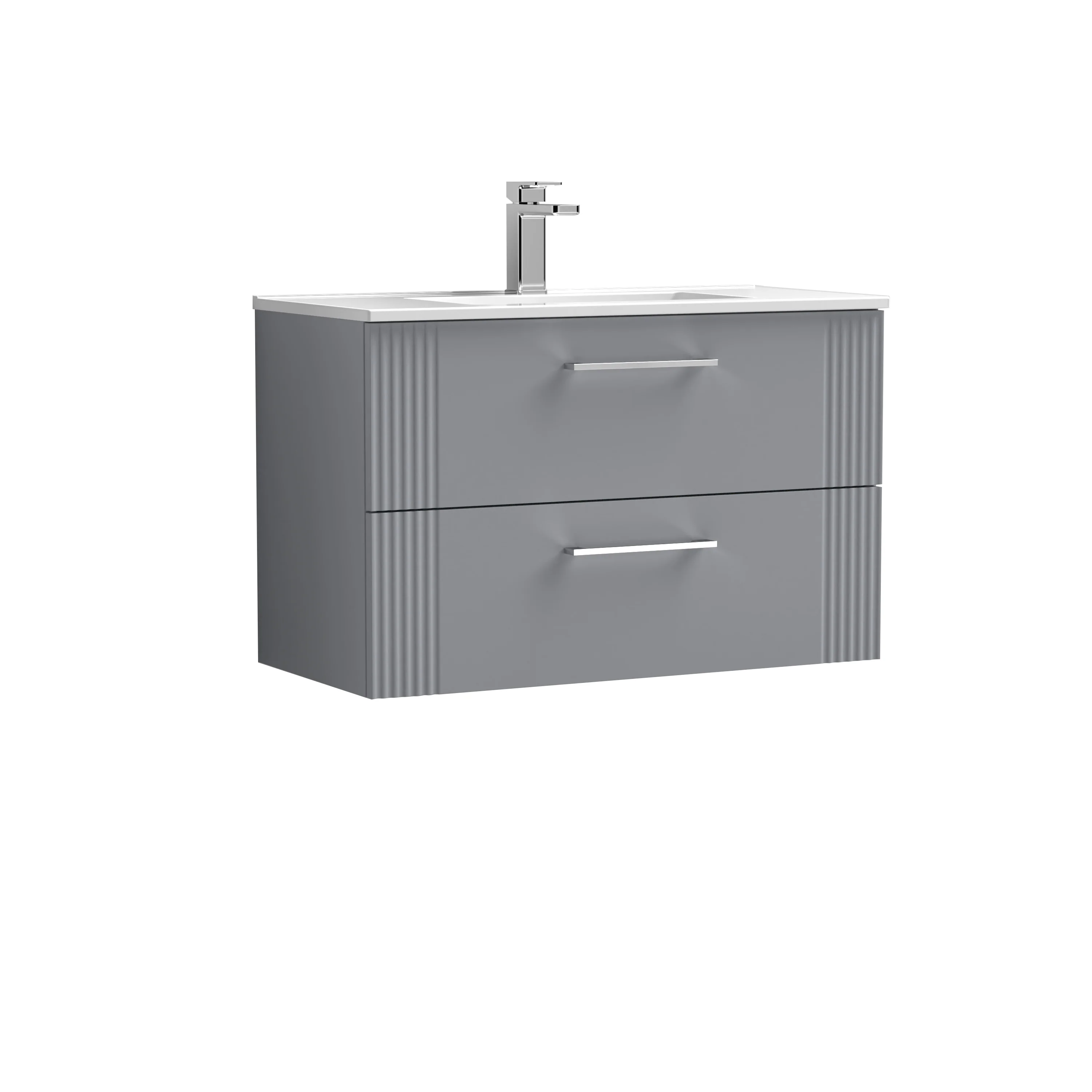 Nuie Deco 800mm Wall Hung 2-Drawer Vanity & Basin 2 - Satin Grey