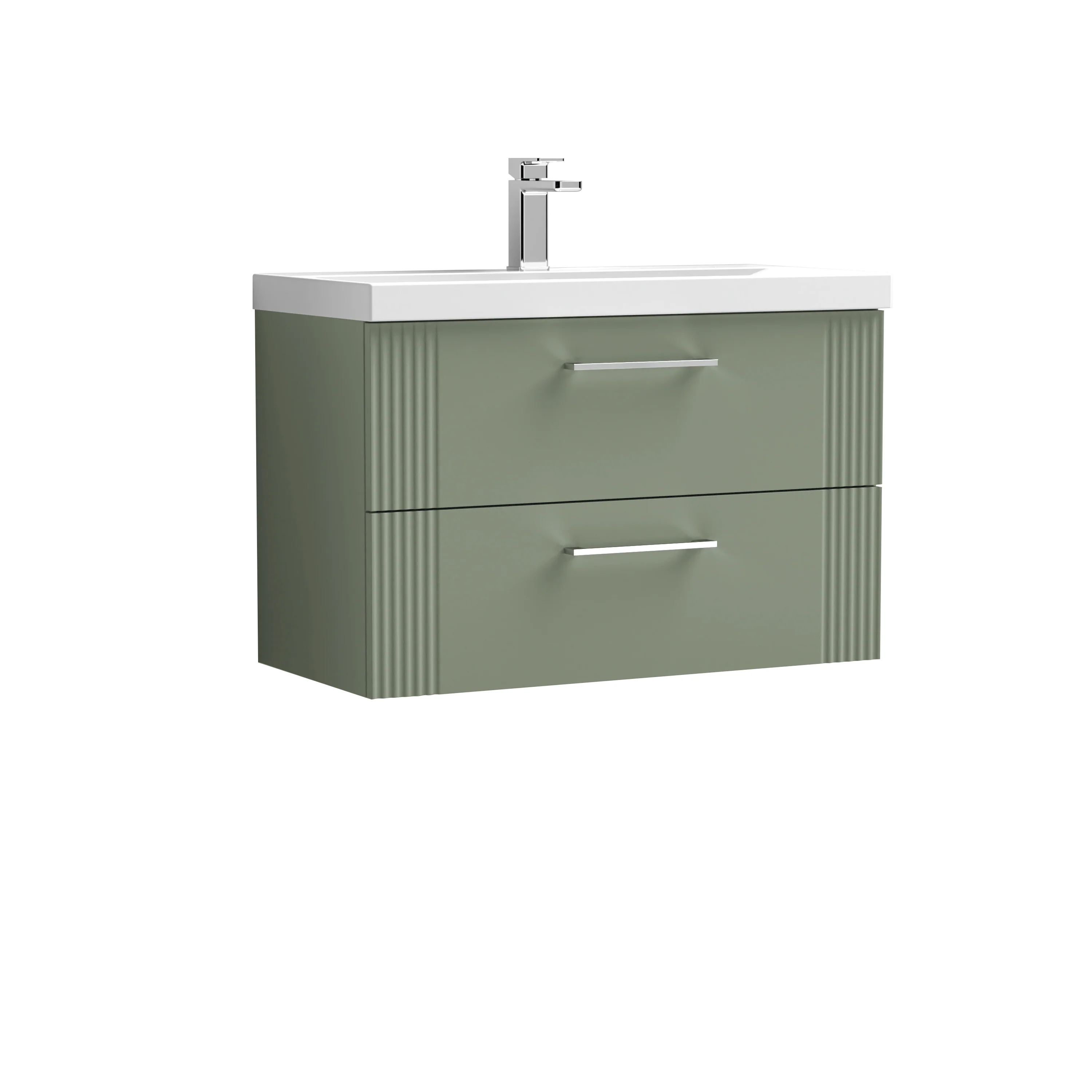 Nuie Deco 800mm Wall Hung 2-Drawer Vanity & Basin 3 - Satin Green - Image 3