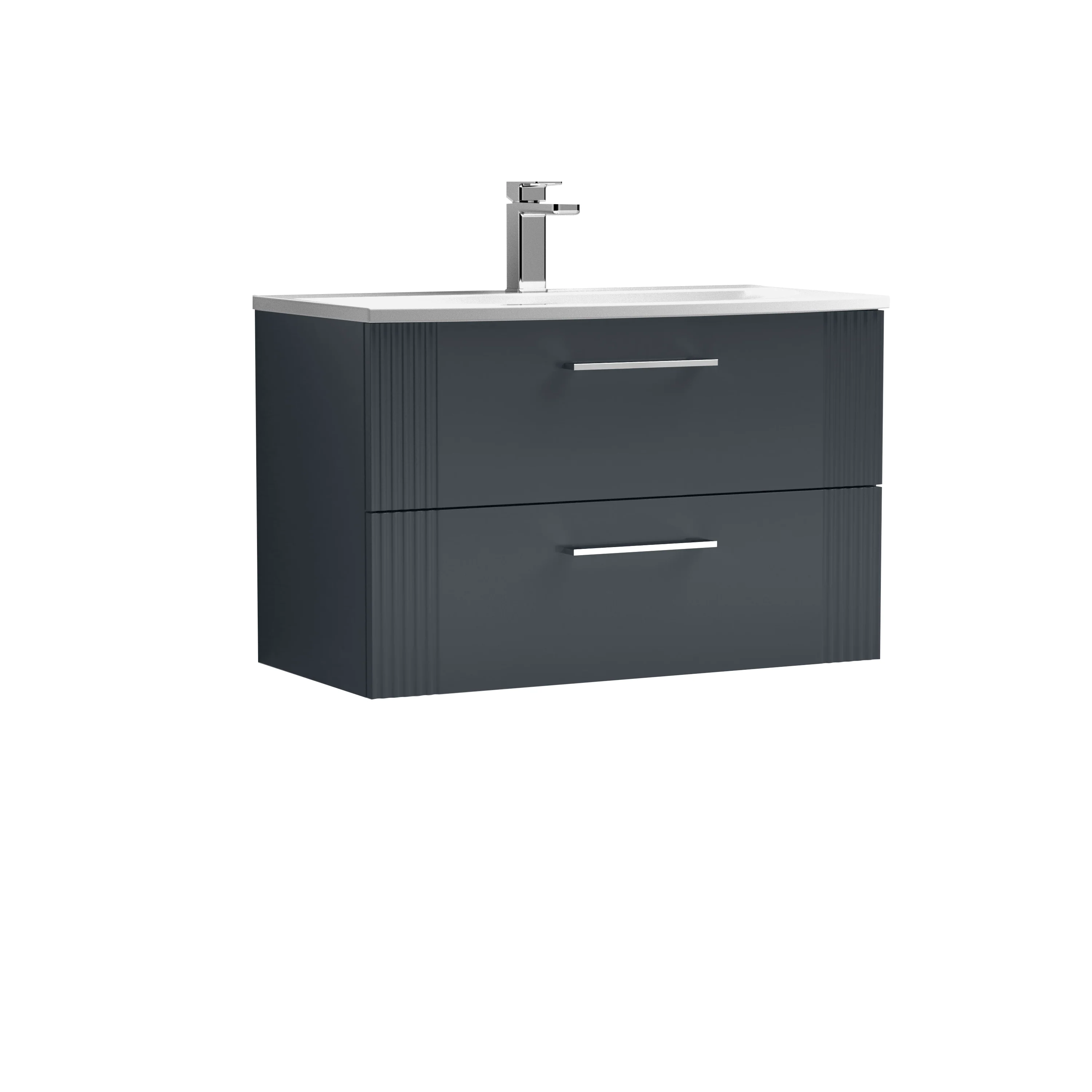 Nuie Deco 800mm Wall Hung 2-Drawer Vanity & Basin 4 - Soft Black