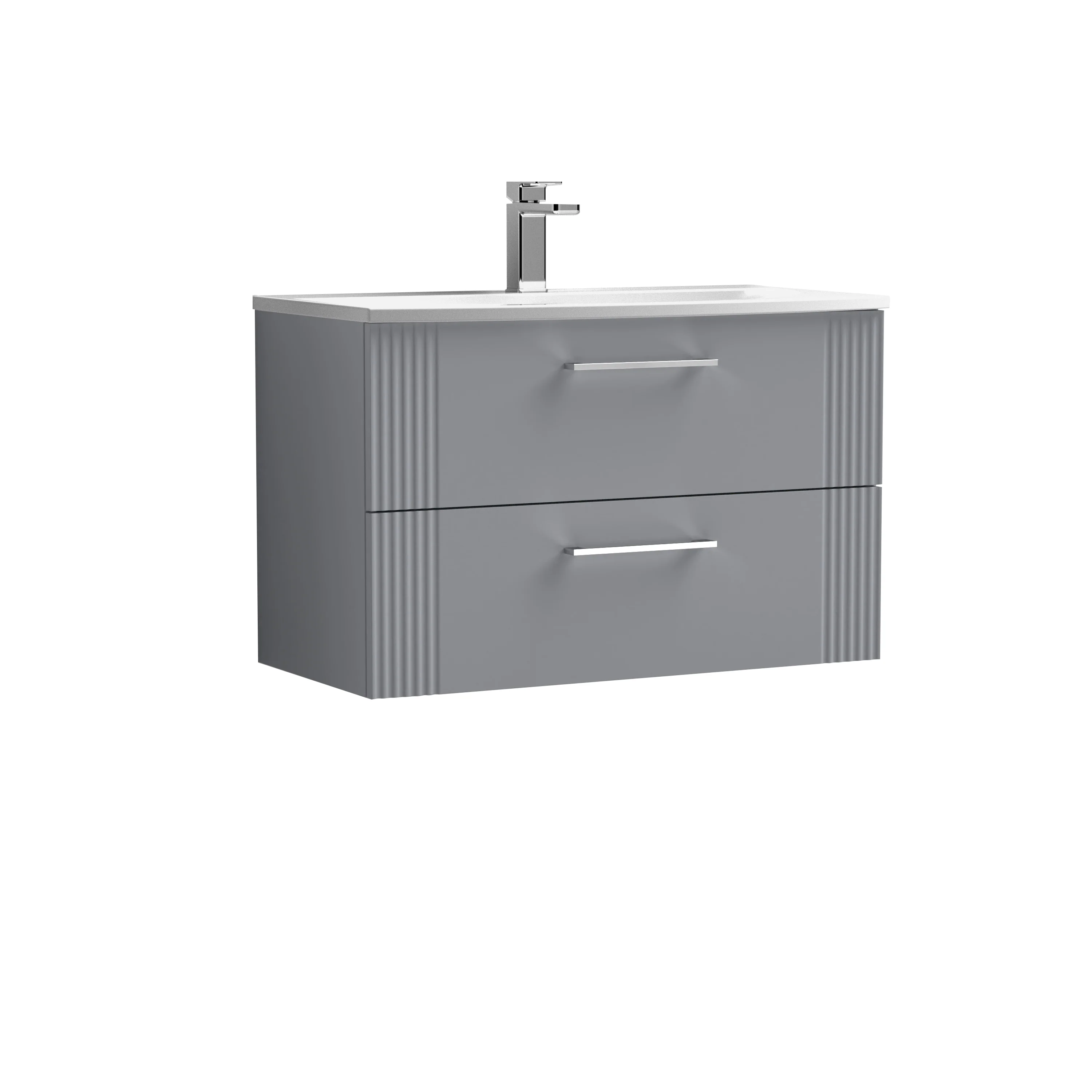 Nuie Deco 800mm Wall Hung 2-Drawer Vanity & Basin 4 - Satin Grey