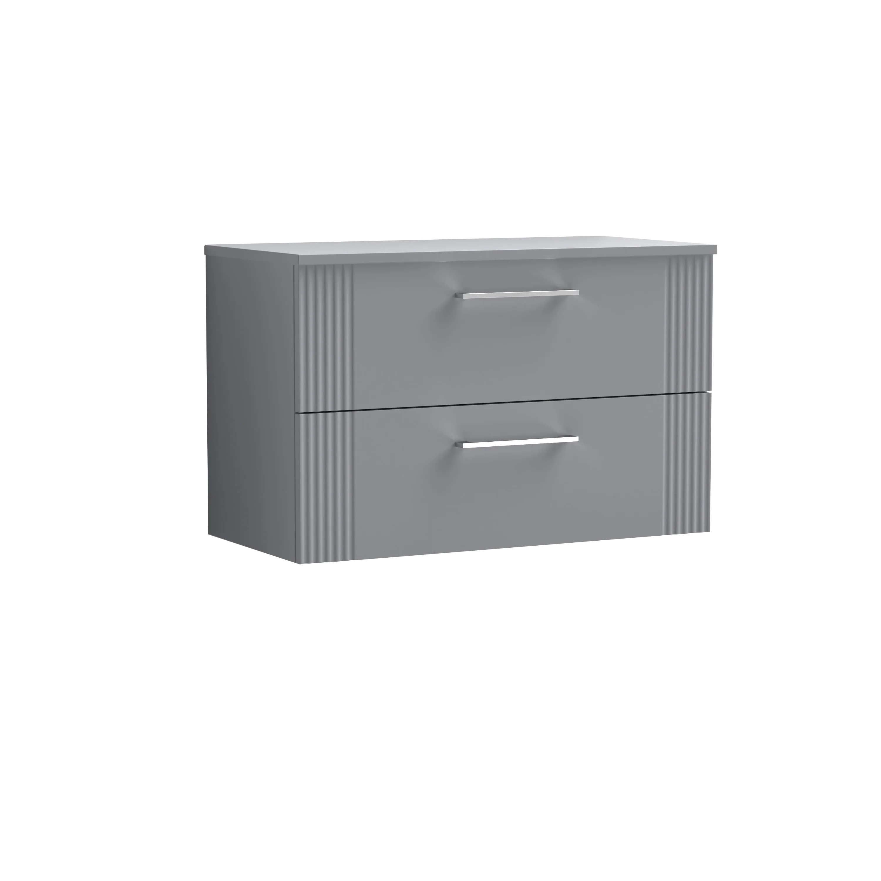 Nuie Deco 800mm Wall Hung 2-Drawer Vanity & Worktop - Satin Grey - Image 2