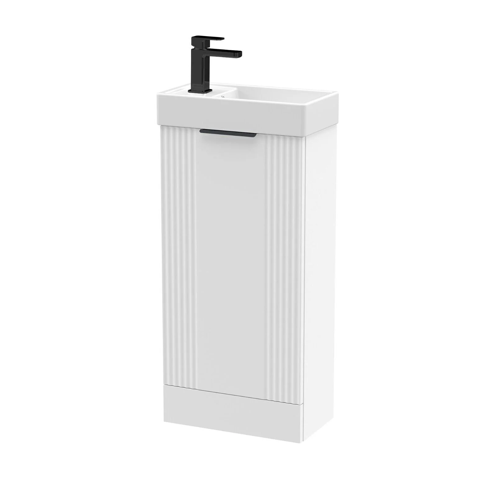 Nuie Deco Compact 400 Cloakroom Floor standing Vanity Unit - Satin White - Image 2