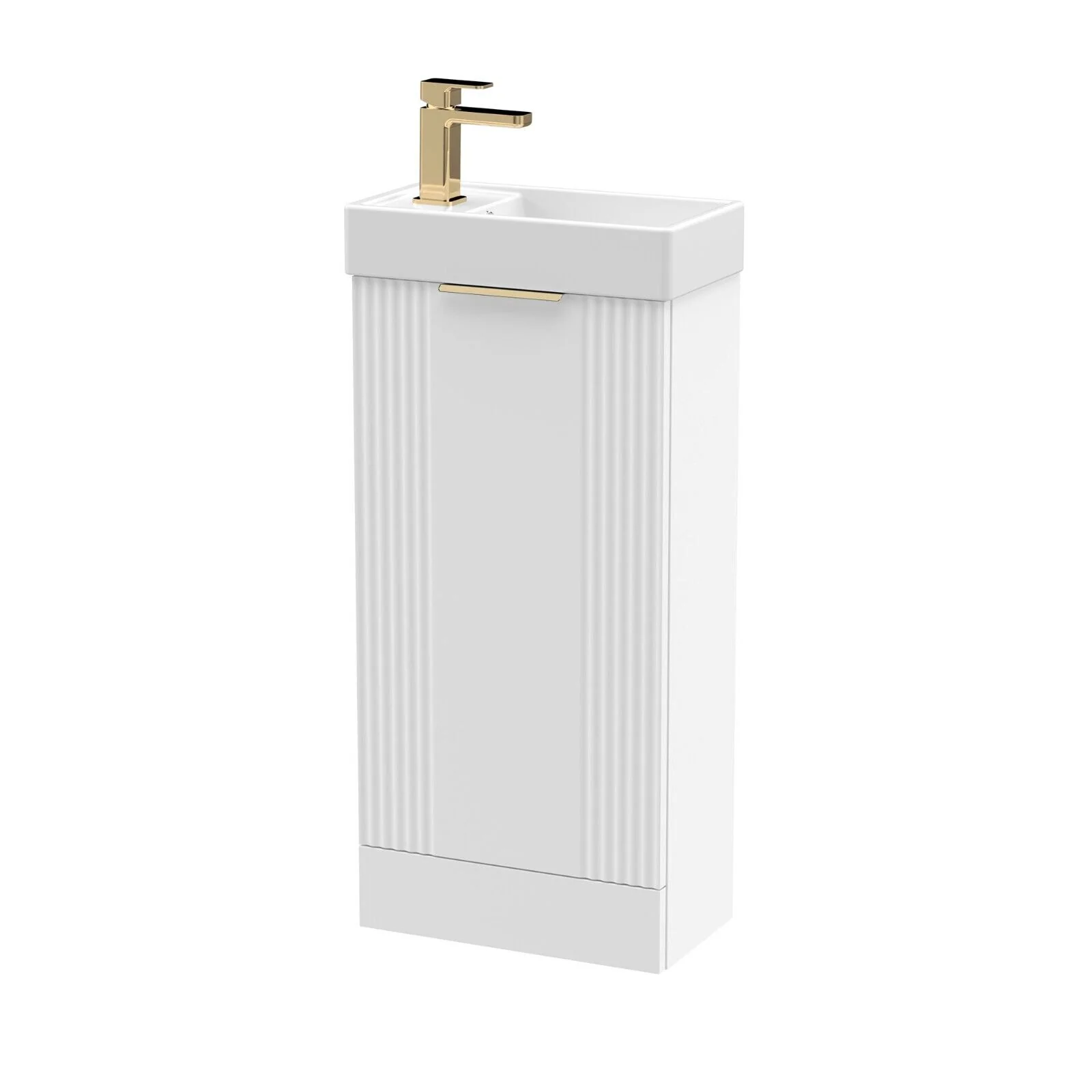 Nuie Deco Compact 400 Cloakroom Floor standing Vanity Unit - Satin White - Image 3