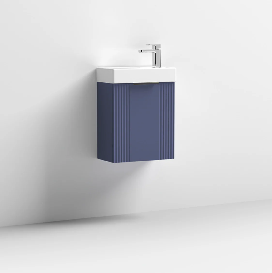 Nuie Deco Compact 400mm Wall Hung Cabinet & Basin - Satin Blue - Image 3