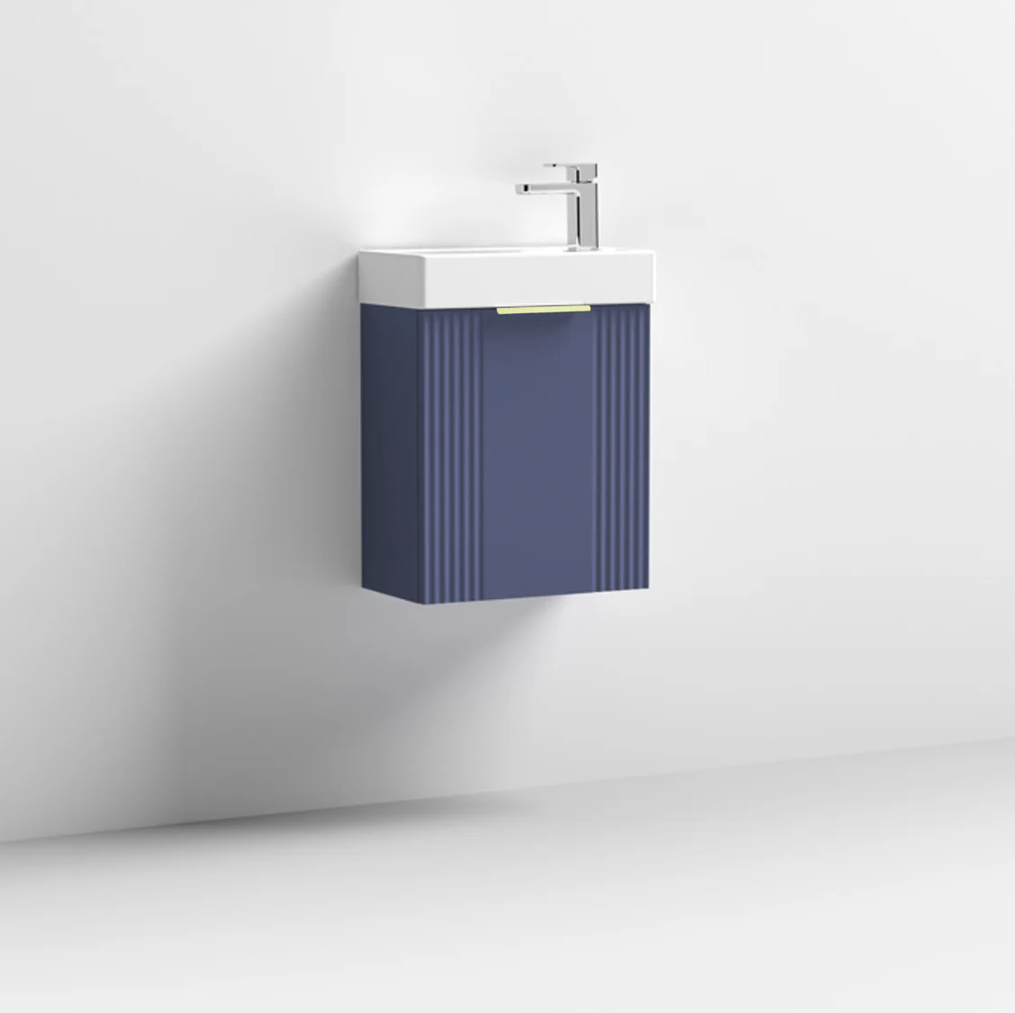 Nuie Deco Compact 400mm Wall Hung Cabinet & Basin - Satin Blue - Image 4