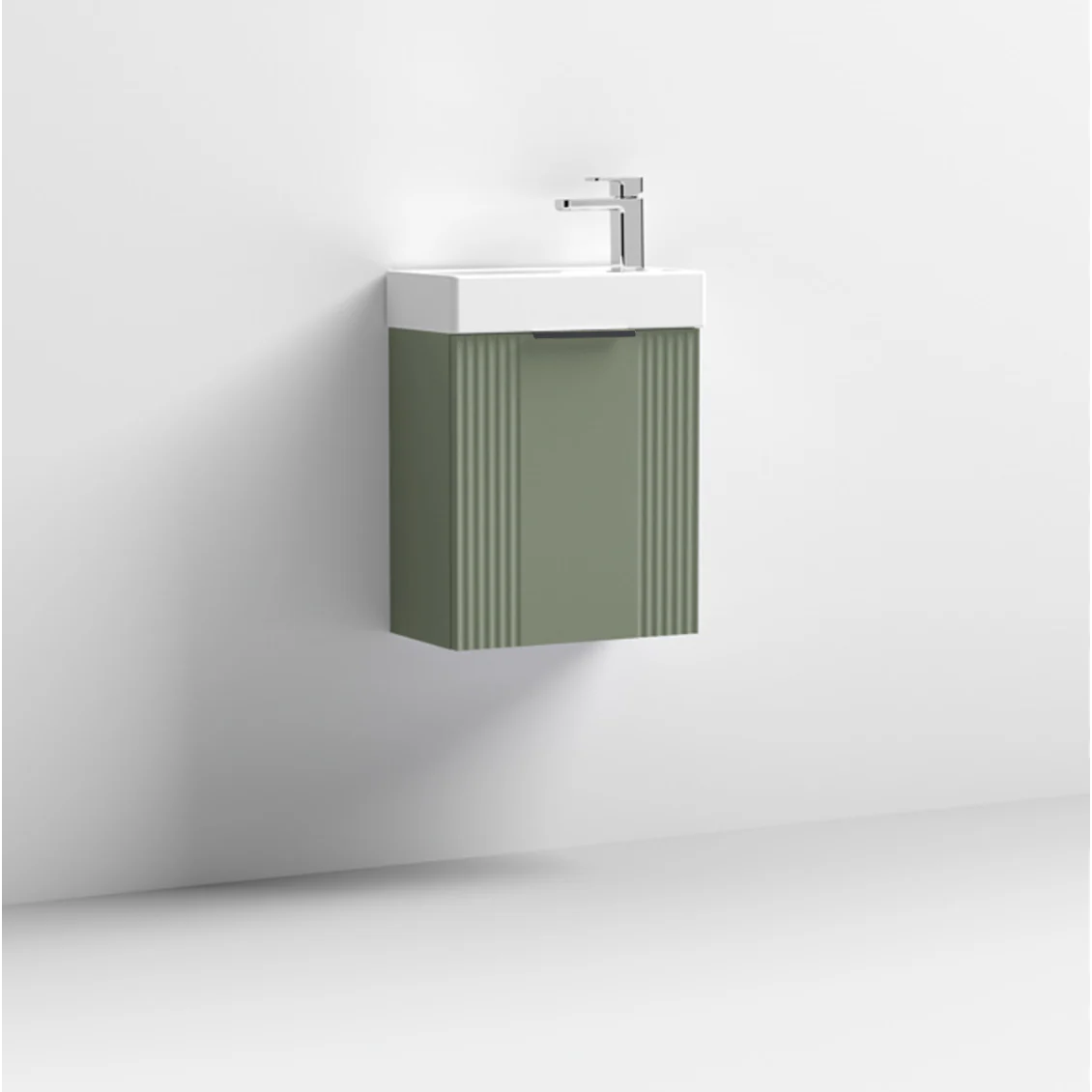 Nuie Deco Compact 400mm Wall Hung Cabinet & Basin - Satin Green - Image 4