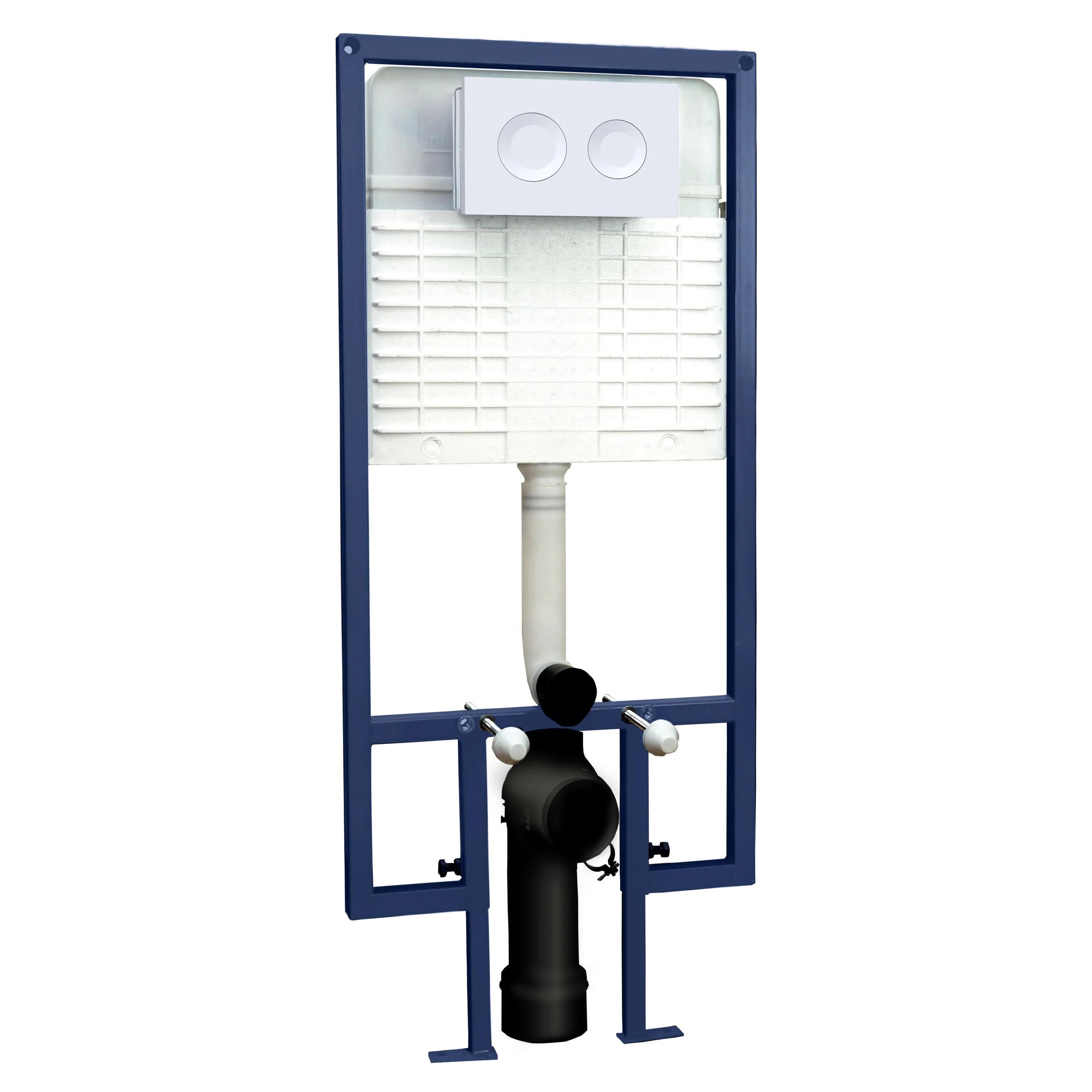 Nuie Dual Flush Concealed Cistern Frame Round Plate - Matt White