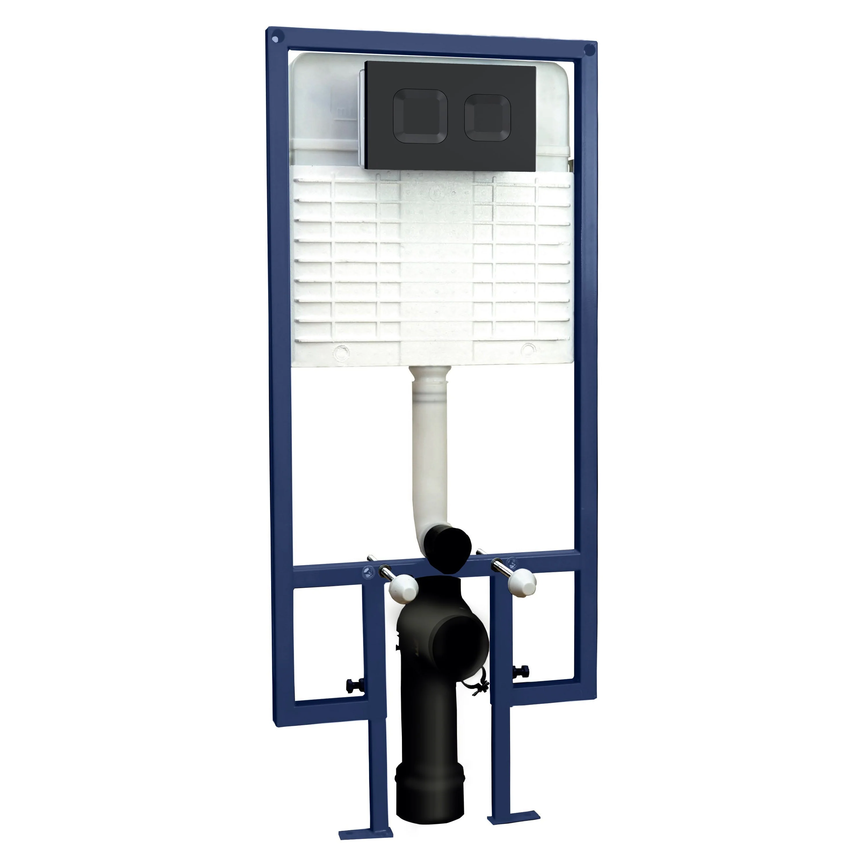 Nuie Dual Flush Concealed Cistern Frame Square Plate - Matt Black