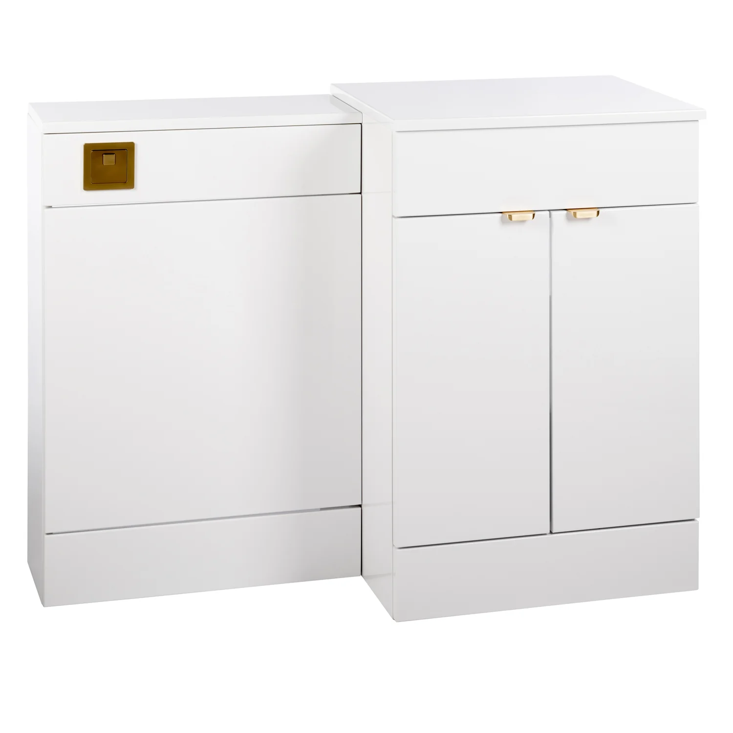 Nuie Eden 1000mm Countertop Vanity & WC Set - White with Brushed Brass Handles - Image 2