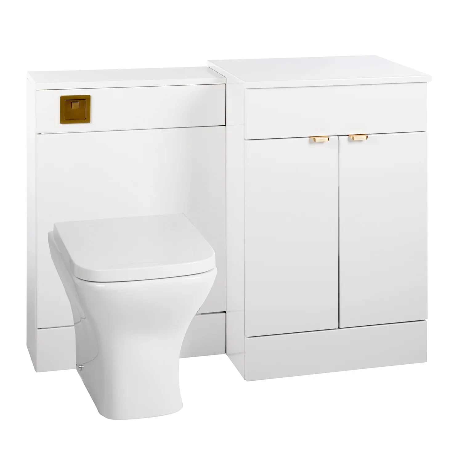 Nuie Eden 1000mm Countertop Vanity & WC Set - White with Brushed Brass Handles - Image 3