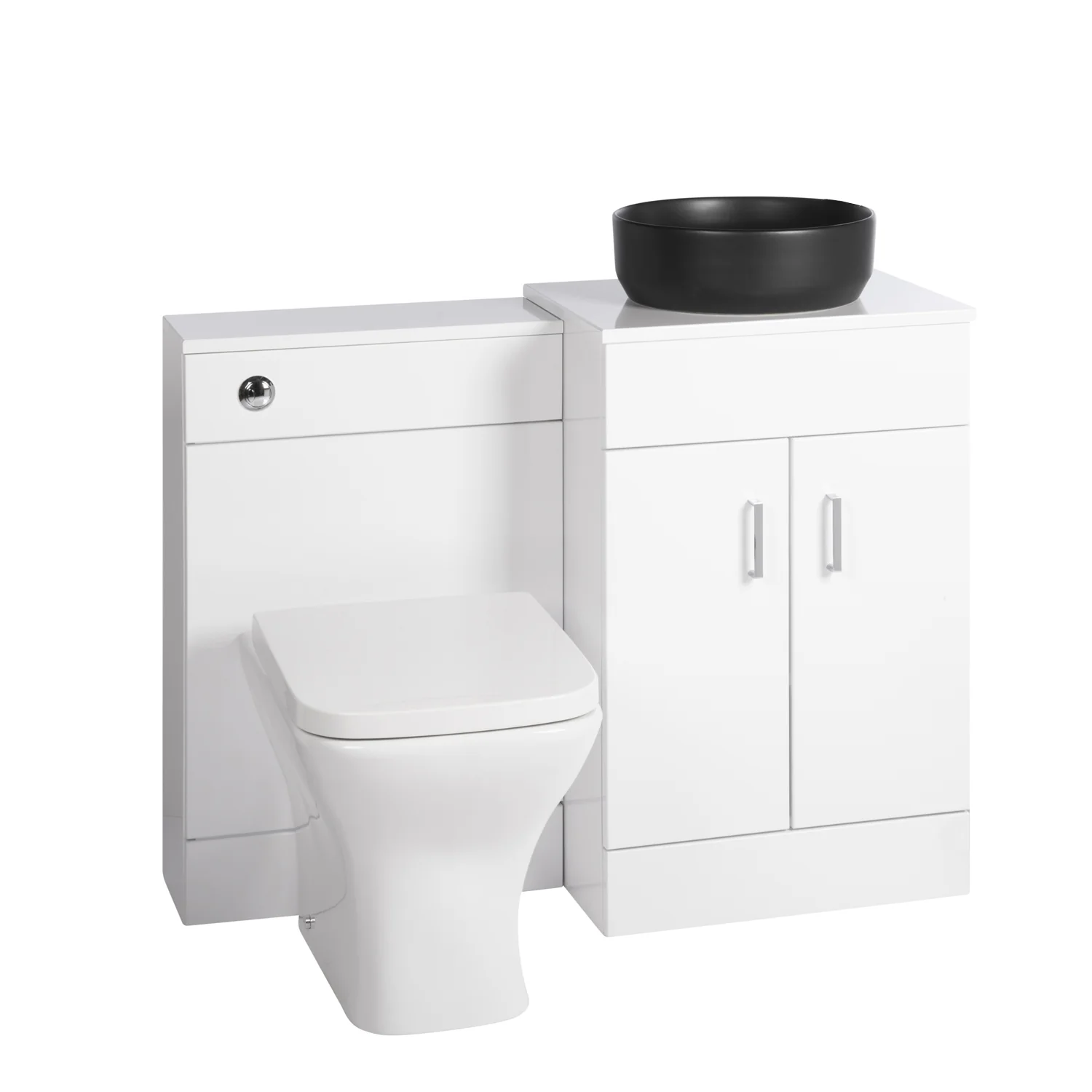 Nuie Eden 1000mm Countertop Vanity with Black Basin & WC Set - White - Image 10
