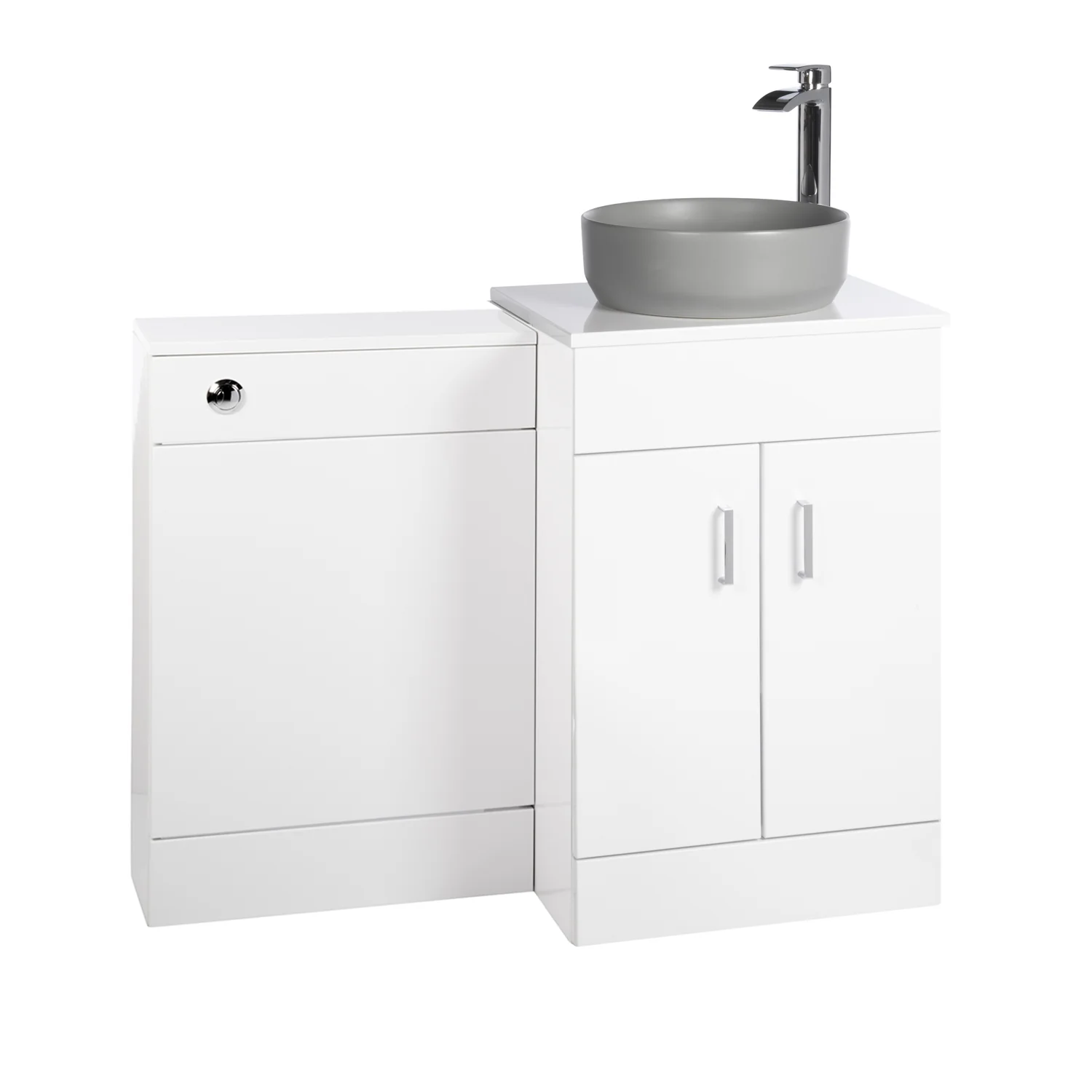 Nuie Eden 1000mm Countertop Vanity with Grey Basin & WC Set - White - Image 4