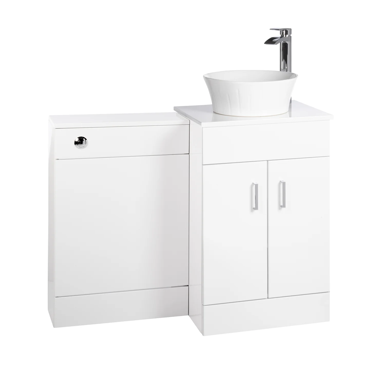 Nuie Eden 1000mm Countertop Vanity with White Basin & WC Set - White - Image 4