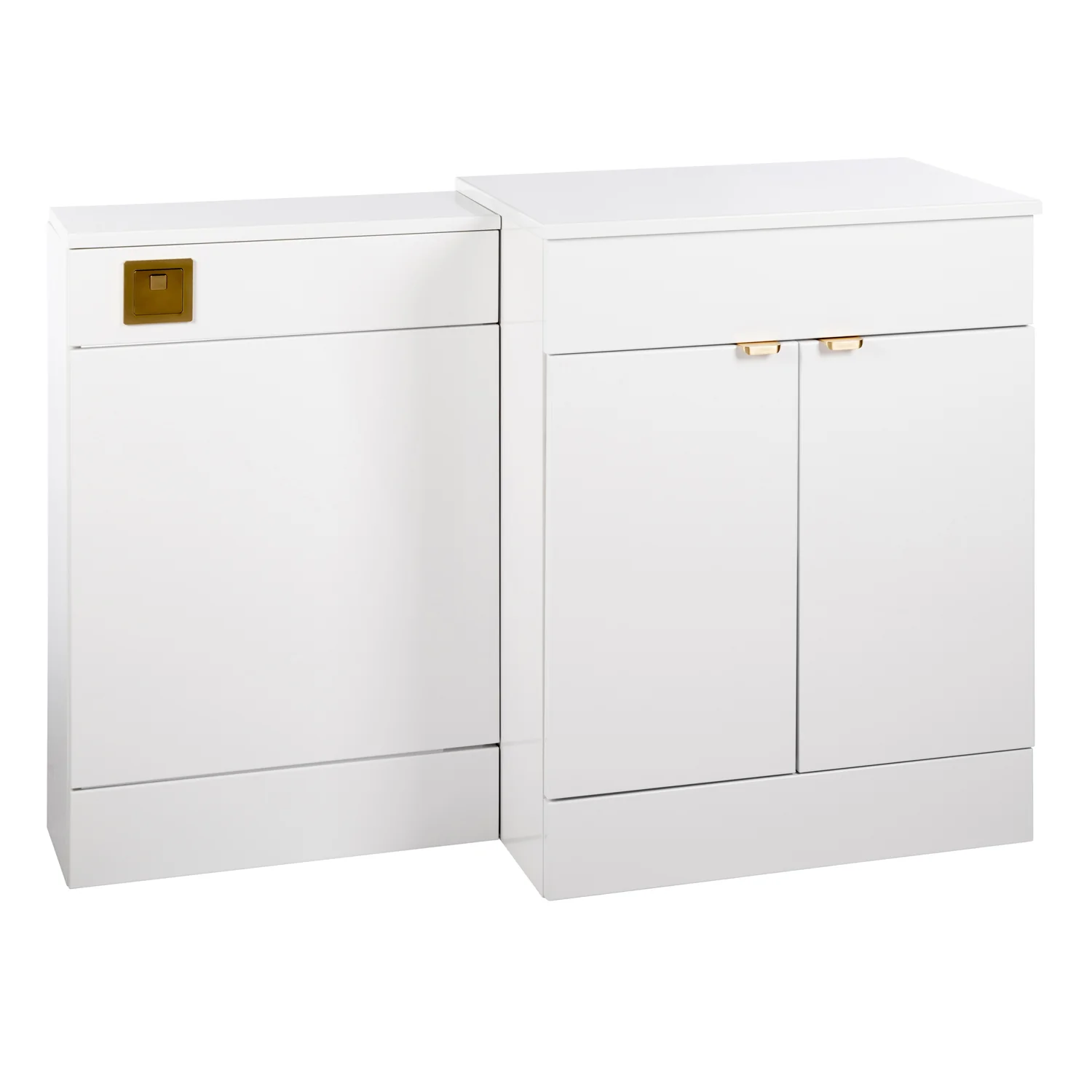 Nuie Eden 1100mm Countertop Vanity & WC Set - White with Brushed Brass Handles - Image 2