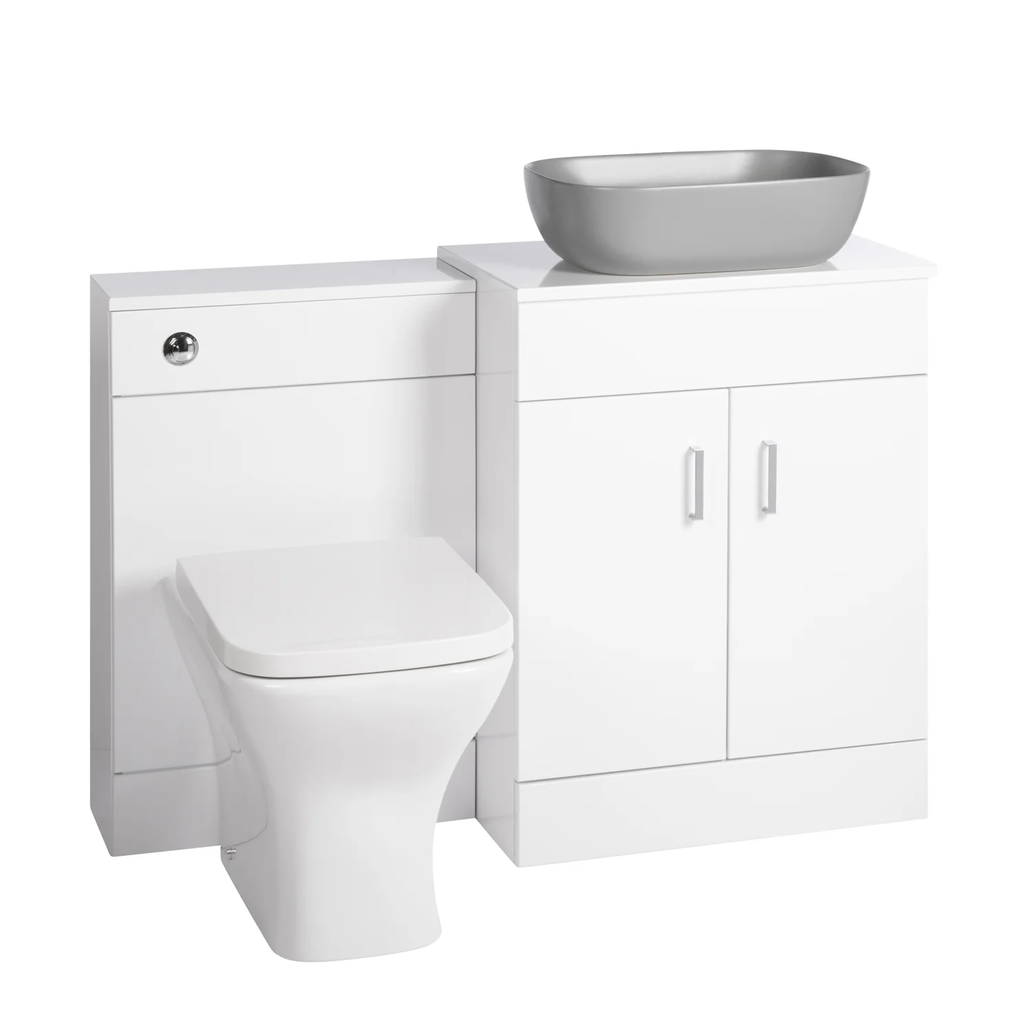 Nuie Eden 1100mm Countertop Vanity with Grey Basin & WC Set - White - Image 7