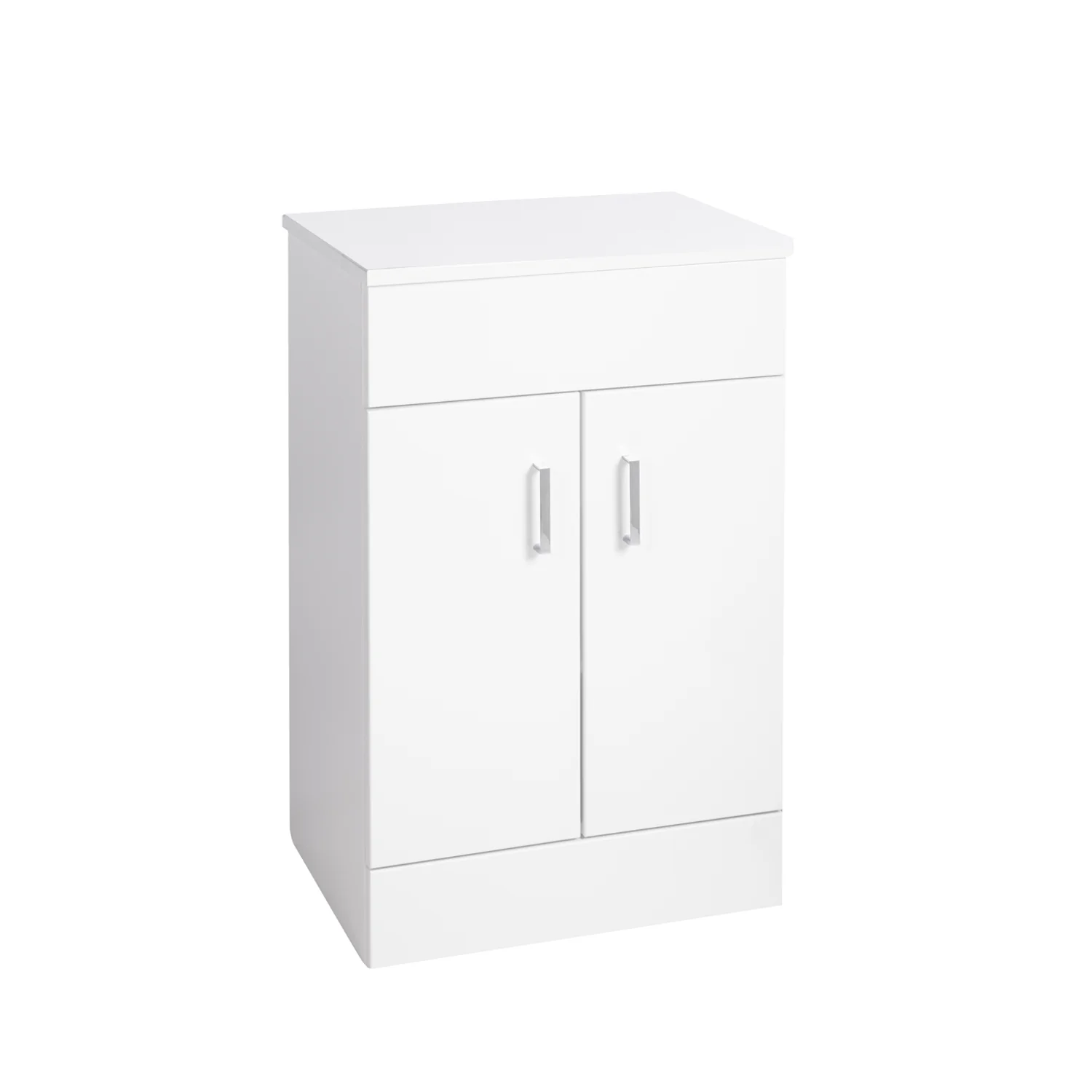 Nuie Eden 500mm Floor Standing 2-Door Countertop Vanity Unit with Matt Black Basin- Gloss White - Image 5