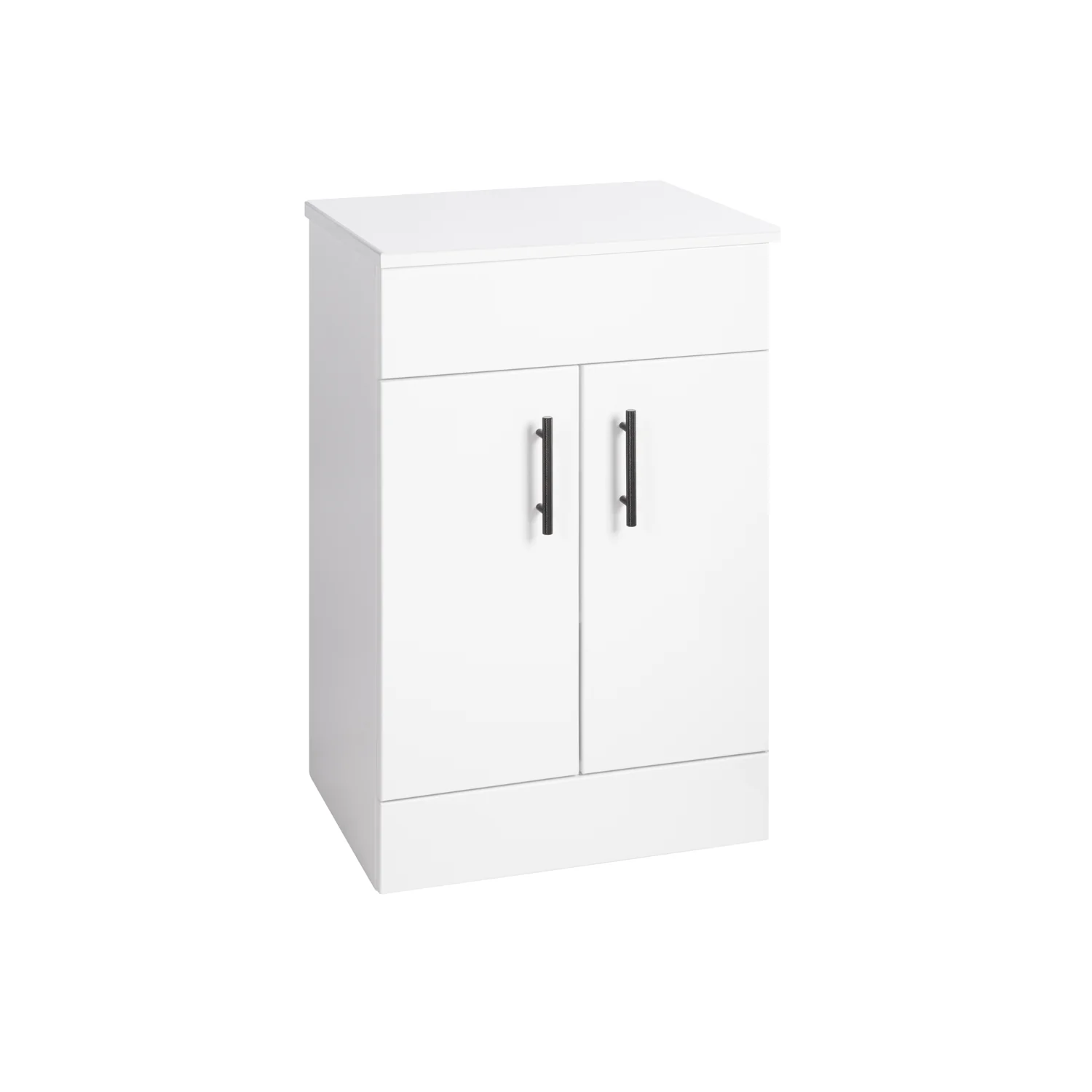 Nuie Eden 500mm Floor Standing 2-Door Countertop Vanity Unit with Matt Grey Basin- Gloss White with Matt Black Handles - Image 3