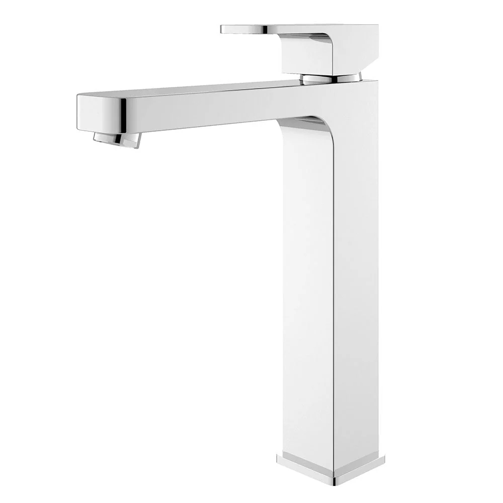 Nuie Eden 600mm Floor Standing 2-Door Countertop Vanity Unit with Matt Black Basin- Gloss White - Image 3