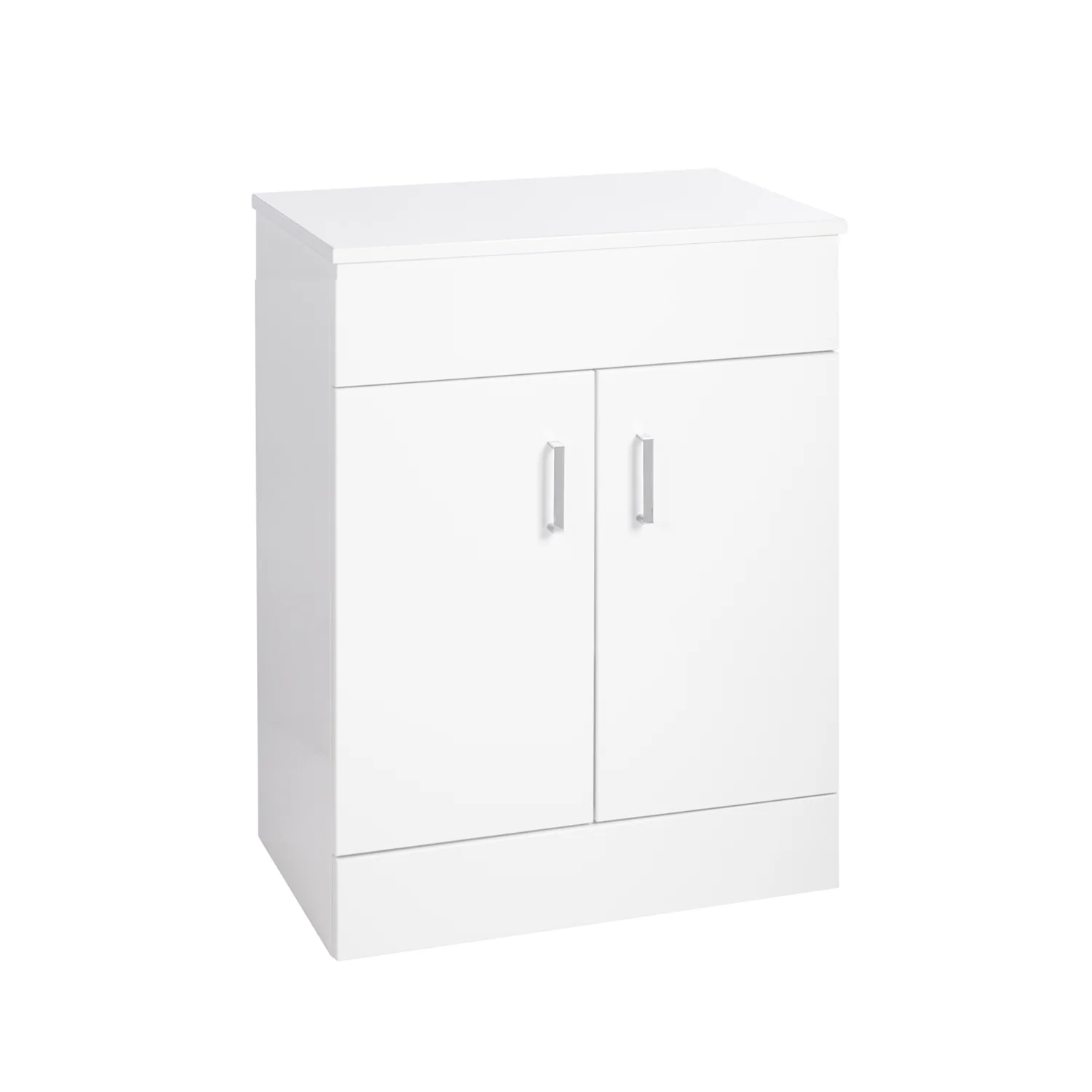 Nuie Eden 600mm Floor Standing 2-Door Countertop Vanity Unit with Matt Black Basin- Gloss White - Image 6