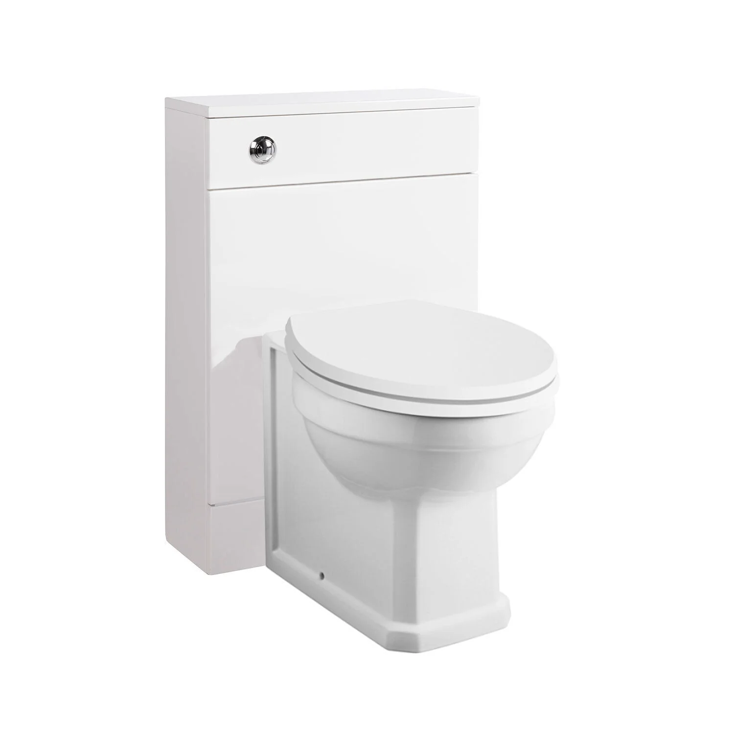 Nuie Eden W500mm x D200mm WC Unit - Gloss White with Carlton Comfort Height BTW Pan