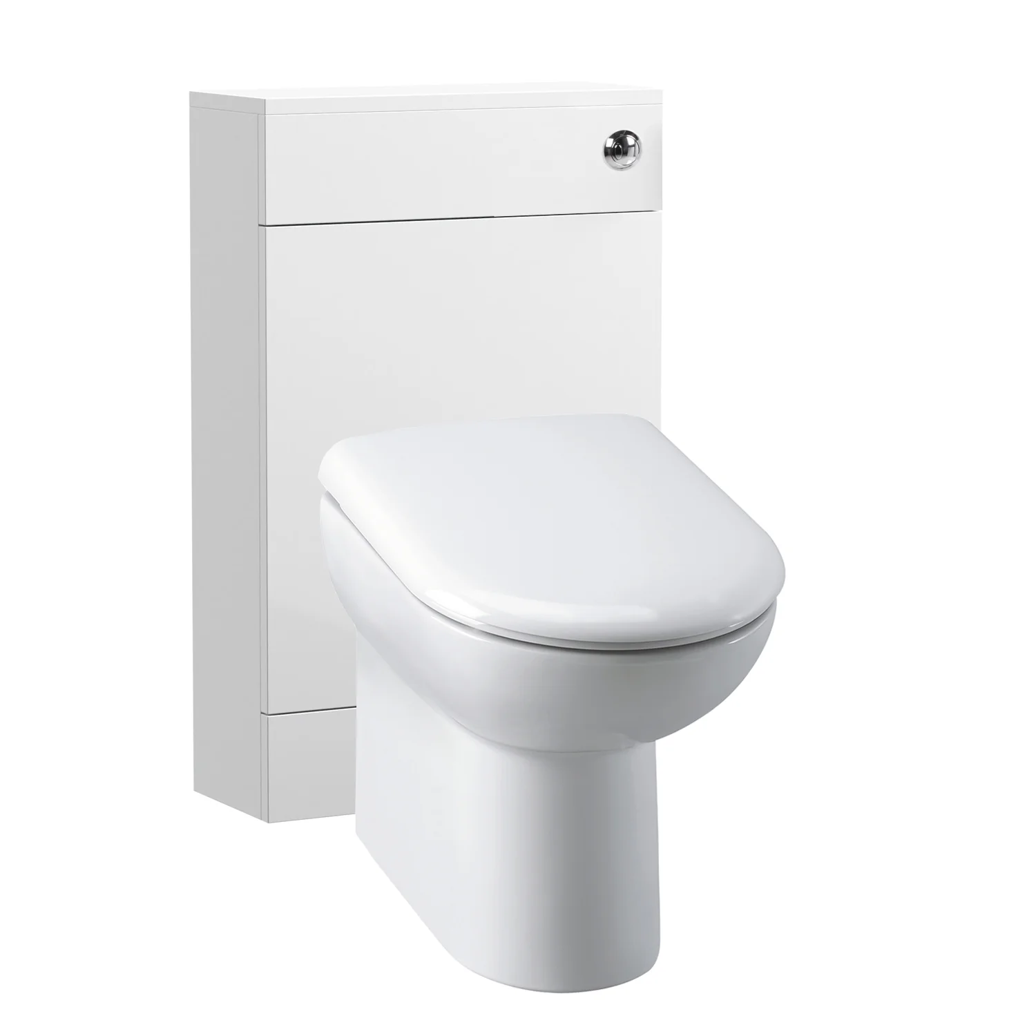 Nuie Eden W500mm x D200mm WC Unit - Gloss White with Denver Comfort Height BTW Pan