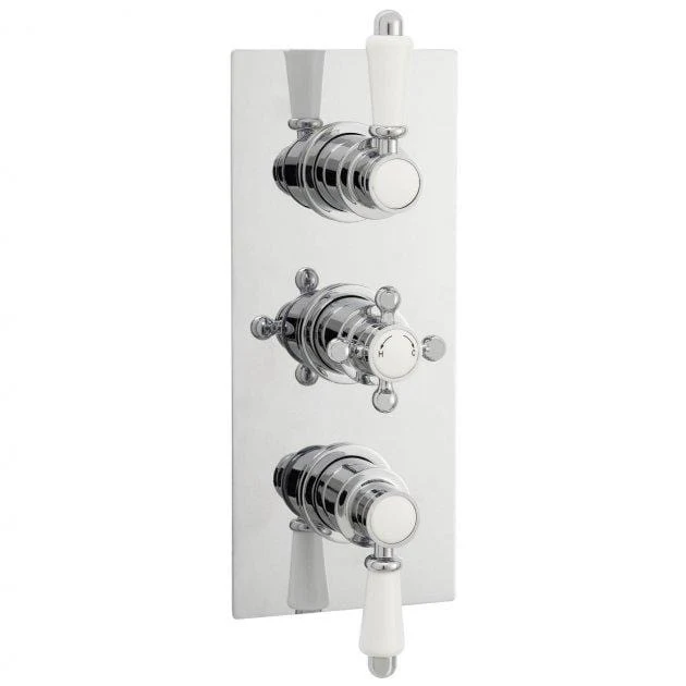 Nuie Edwardian Concealed Shower Valve Triple Handle Chrome - Image 2