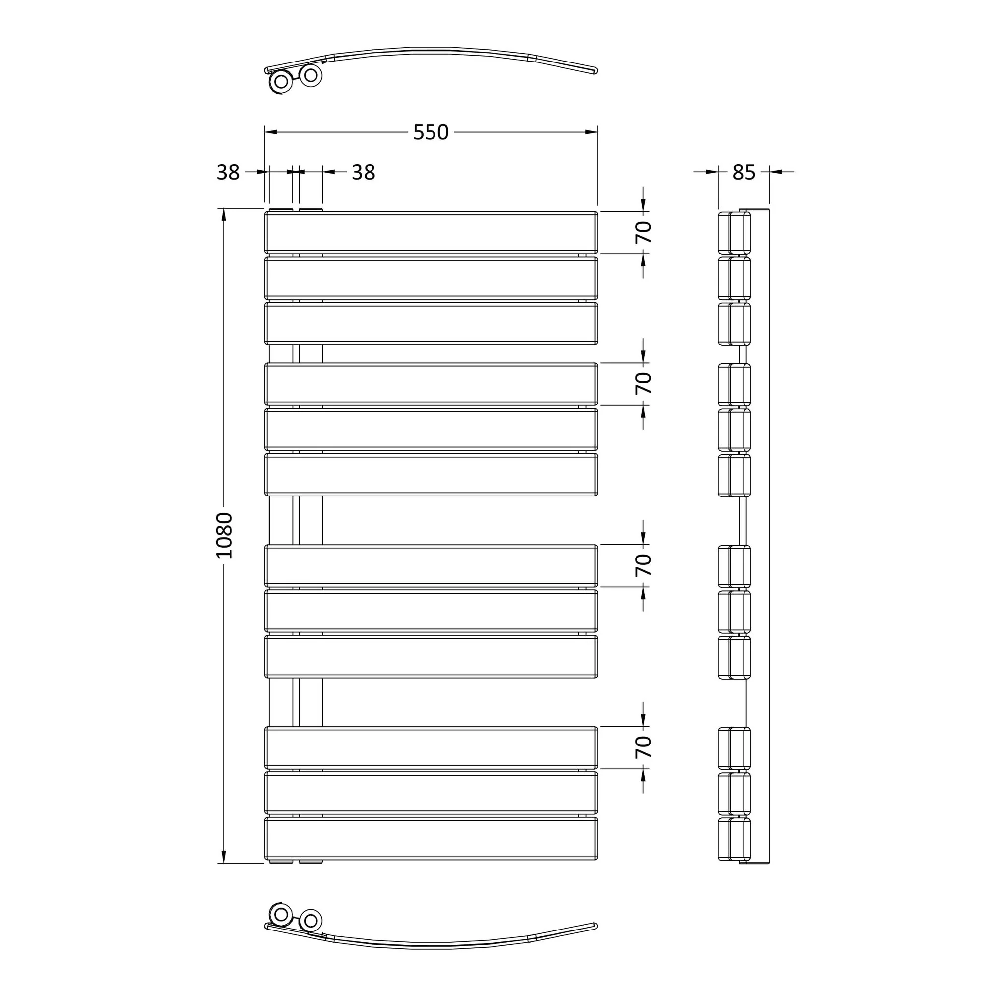Nuie Elgin Heated Towel Rail - Anthracite - Image 3